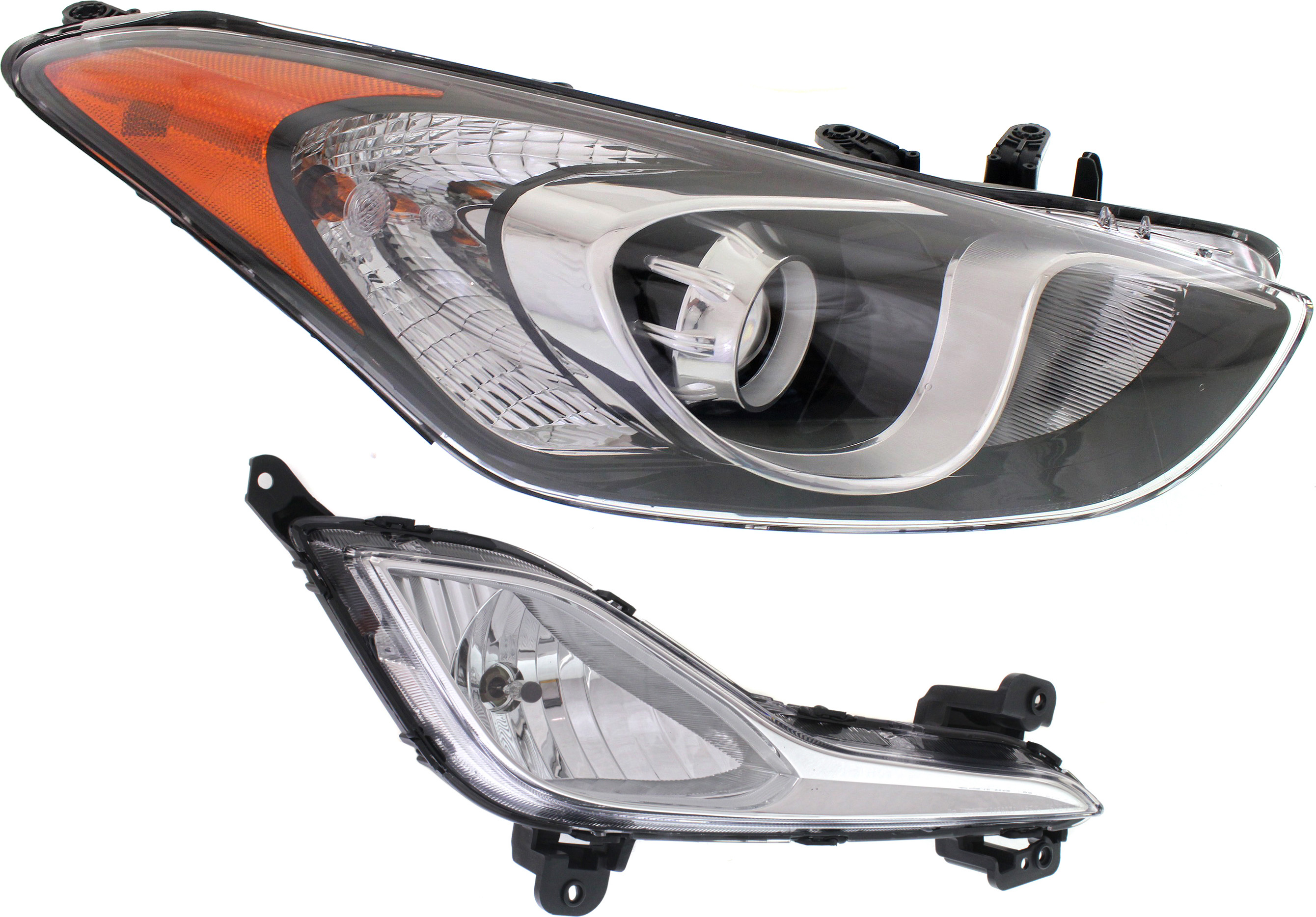 AM ELANTRA GT 13-17 HEAD LAMP RH with Bulb 2 pc kit with Fog Light SKU KIT 062717-27 Partslink HY2503173 HY2593142 OEM 92102A5050-92202A5010