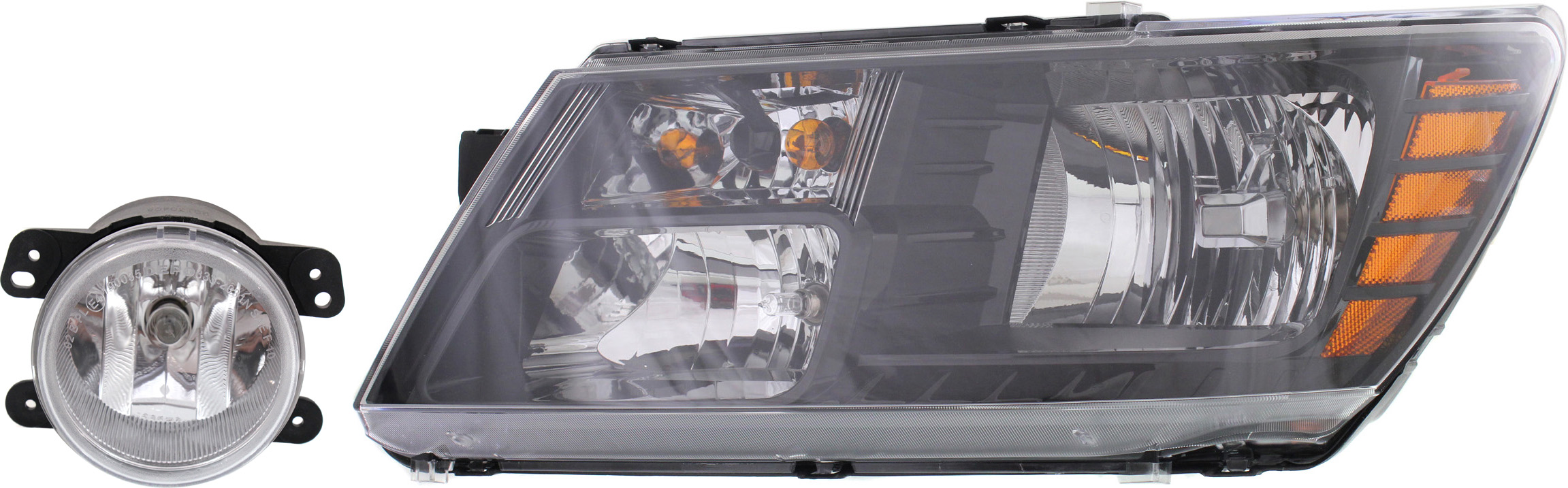 AM JOURNEY 14-20 HEAD LAMP LH Assembly Halogen 2 pc Kit with Fog Light SKU KIT 062717-42 Partslink CH2502265C OEM 5182026AA PFM 68200085AC 68200