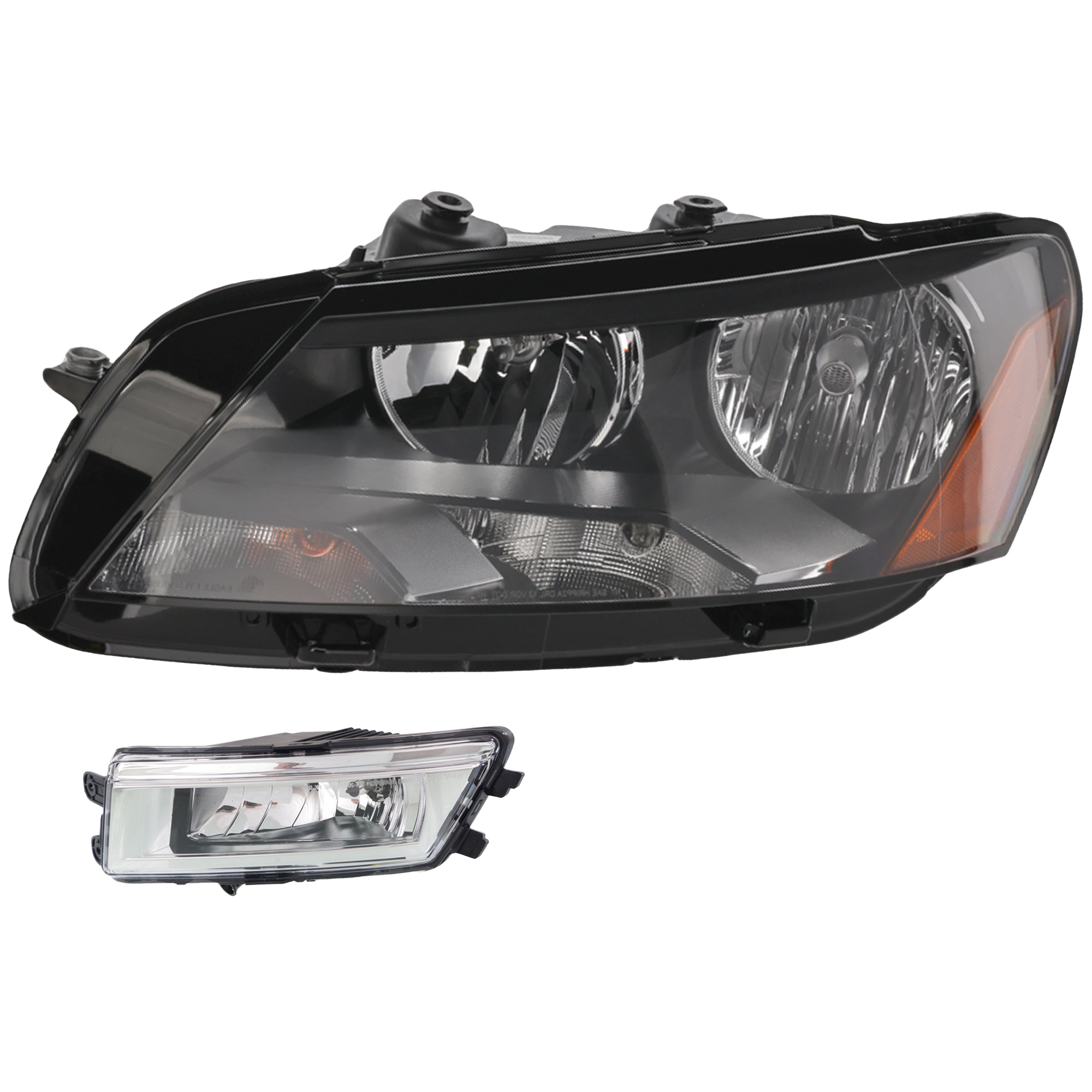 AM PASSAT 12-15 HEAD LAMP LH with Bulb 2 pc Kit with Fog Light SKU KIT 062717-44 Partslink VW2502148 VW2592121 OEM 561941005D 561941699B