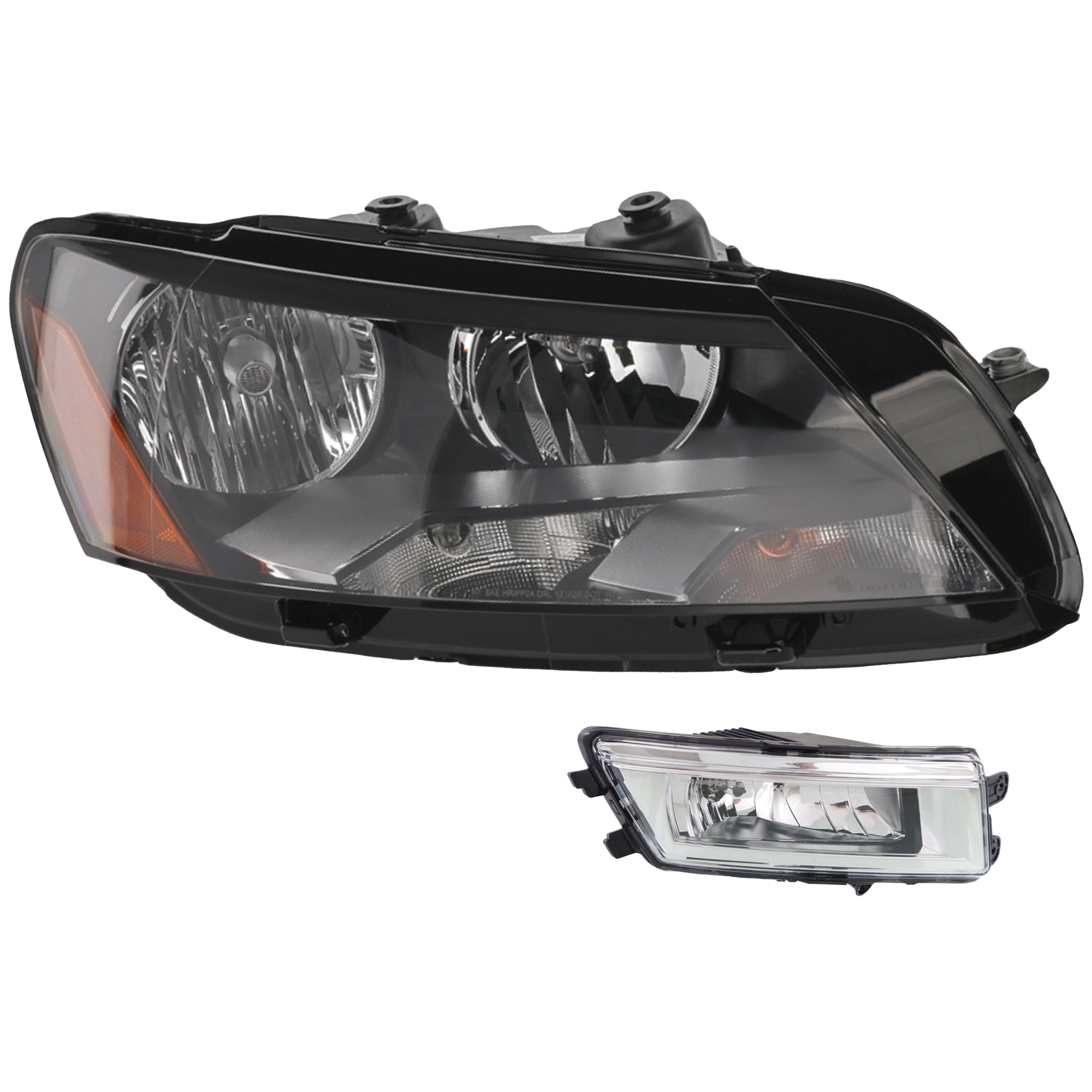 AM PASSAT 12-15 HEAD LAMP RH with Bulb 2 pc Kit with Fog Light CAPA SKU KIT 062717-45 Partslink VW2503148C VW2593121C OEM 561941006D 561941700B