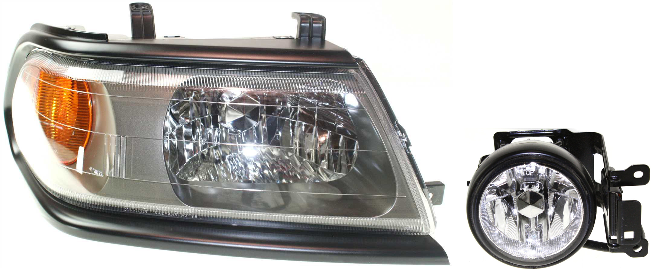 AM MONTERO SPORT 00-04 HEAD LAMP RH Assembly Halogen 2 pc Kit with Fog Light SKU KIT 062717-53 Partslink MI2503126 MI2593111 OEM MR496354 MR496372