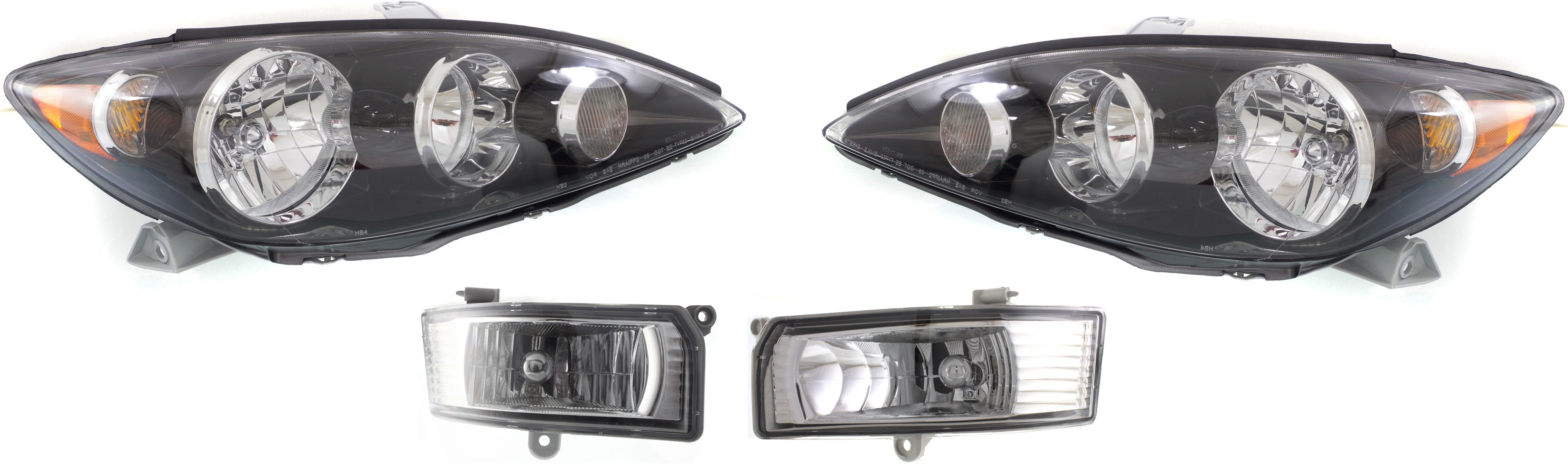 AM CAMRY 05-06 HEAD LAMP RH AND LH Assembly Halogen 4 pc Kit with Fog Lights SKU KIT 062717-79 Partslink TO2503156 TO2502156 TO2592120 TO2593120 OEM 8111006190-8115006190-81220060