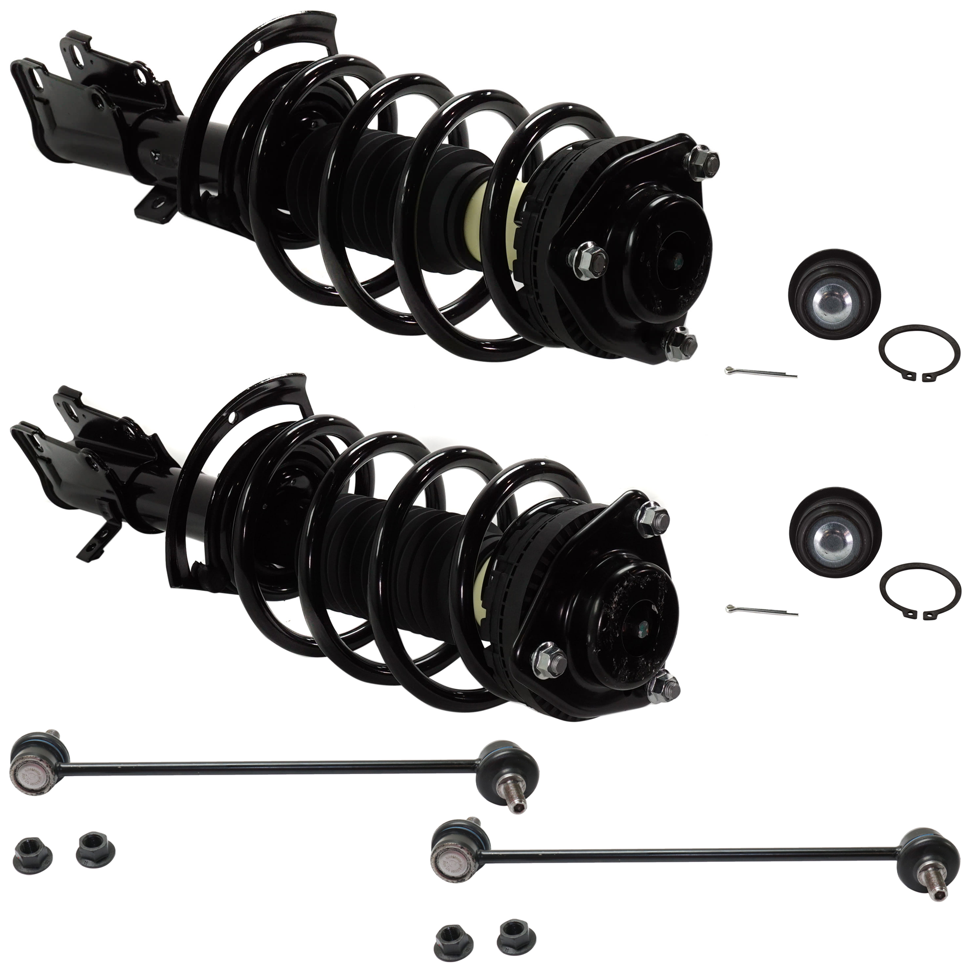 AM AVENGER 08-11 SEBRING 07-09 FRONT FULLY LOADED STRUT RH AND LH 6 pc kit with Ball Joint and Sway Bar Link SKU KIT 062724 C107 OEM 55S11675 LS3484931L 1333406L 6