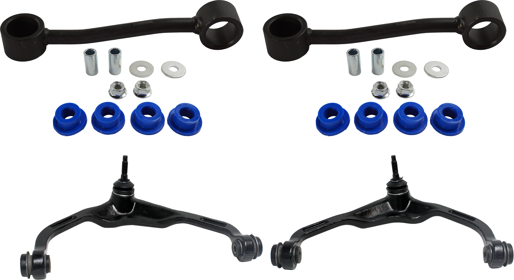 AM LIBERTY 08-12 NITRO 07-11 FRONT CONTROL ARM RH AND LH Upper 4 pc kit with Sway Bar Link SKU KIT 062724 C117 OEM 52125112AE 52125113AE 52125295