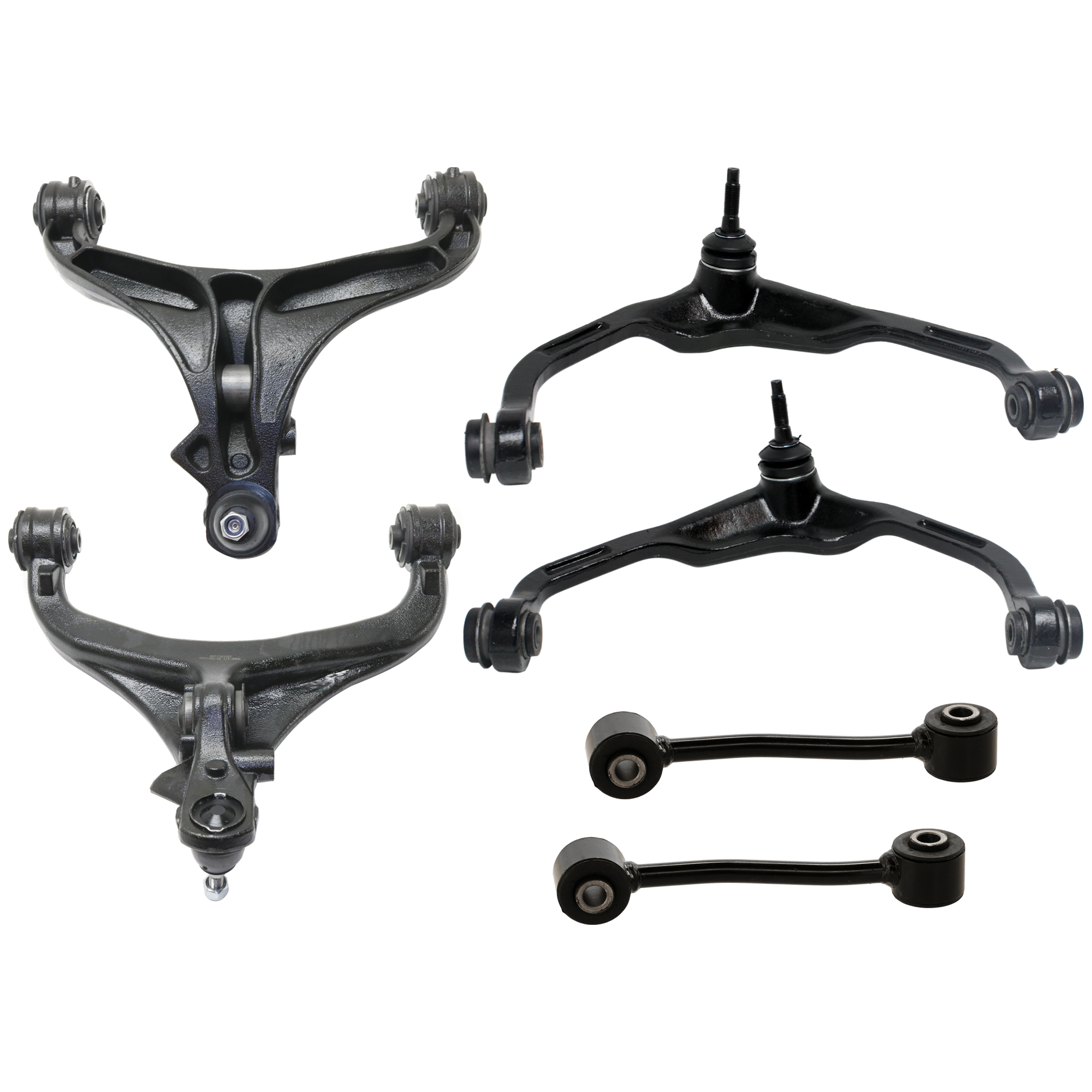 AM LIBERTY 08-12 NITRO 07-11 FRONT CONTROL ARM RH AND LH Upper and Lower 6 pc kit with Sway Bar Link SKU KIT 062724 C13 OEM 52109986AH 52109986AE 52109987