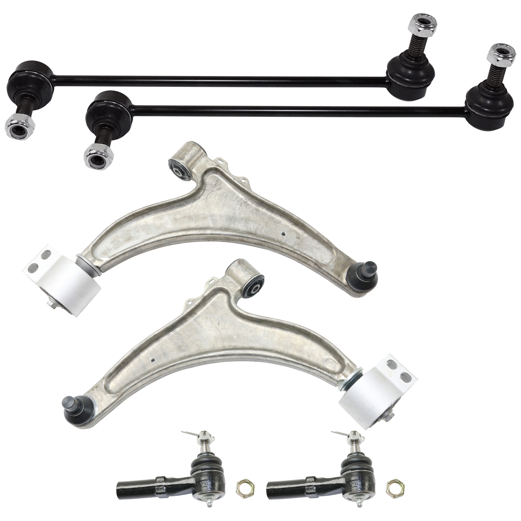 AM LACROSSE 10-13 ALLURE 10-10 FRONT CONTROL ARM RH AND LH Lower 6 pc kit with Sway Bar Link and Tie Rod End SKU KIT 062724 C43 OEM 23354432-23354433-22854825-132