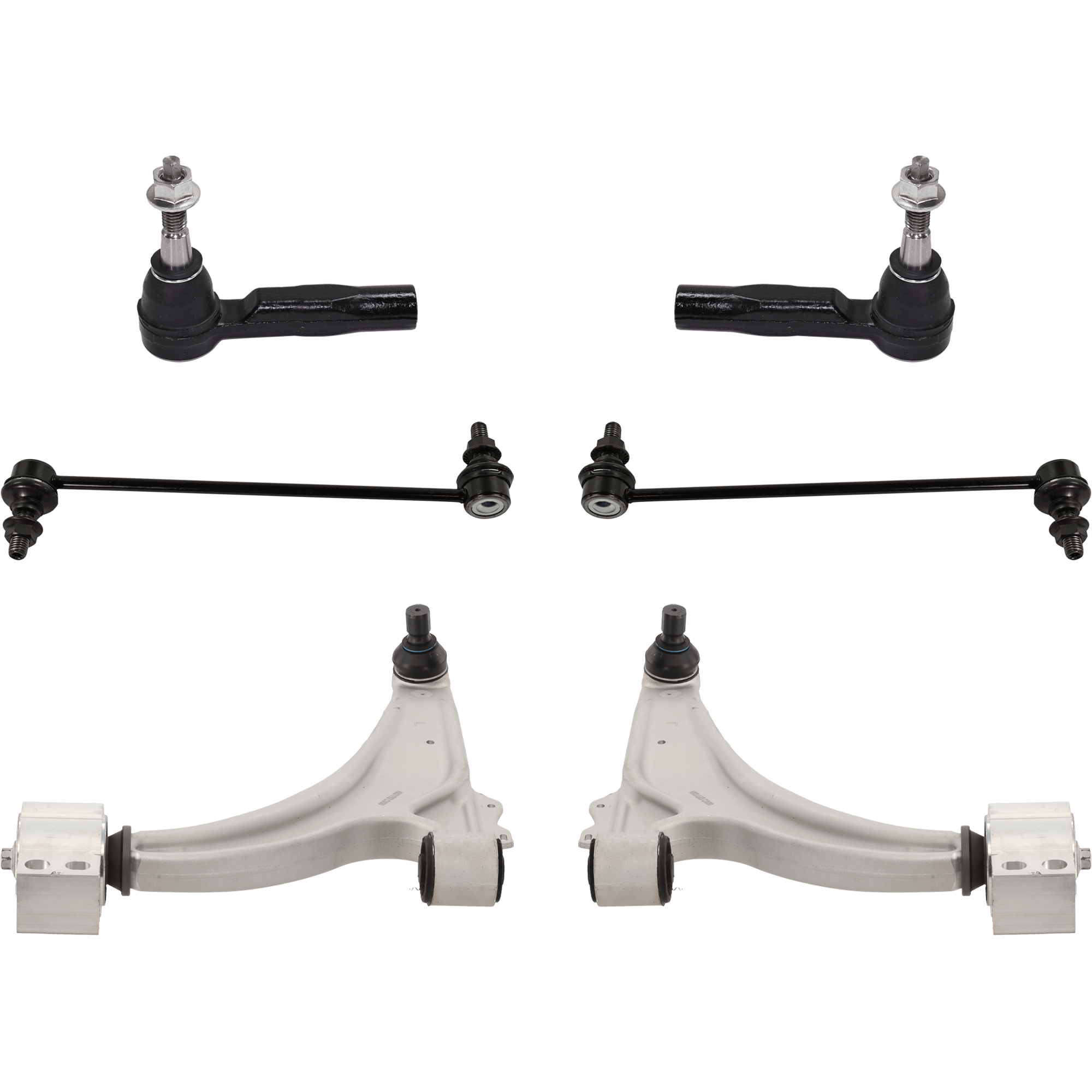 AM VERANO 12-17 CRUZE 11-15 FRONT CONTROL ARM RH AND LH Lower 6 pc kit with Sway Bar Link and Tie Rod End SKU KIT 062724 C56 OEM 133-340-221-333-402-000-000-000-000