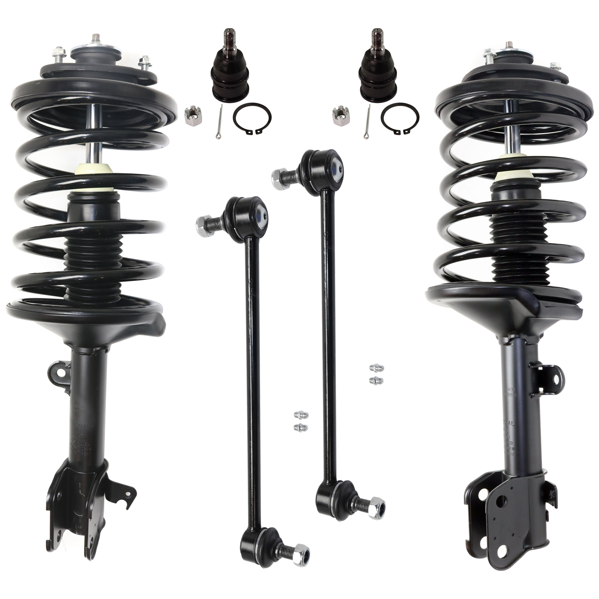 AM PILOT 06-08 FRONT FULLY LOADED STRUT RH AND LH 6 pc kit Gas Charged Twin tube with Ball Joint and Sway Bar Link SKU KIT 062724 C65 OEM 51605S9VA02-51606S9VA02-260170