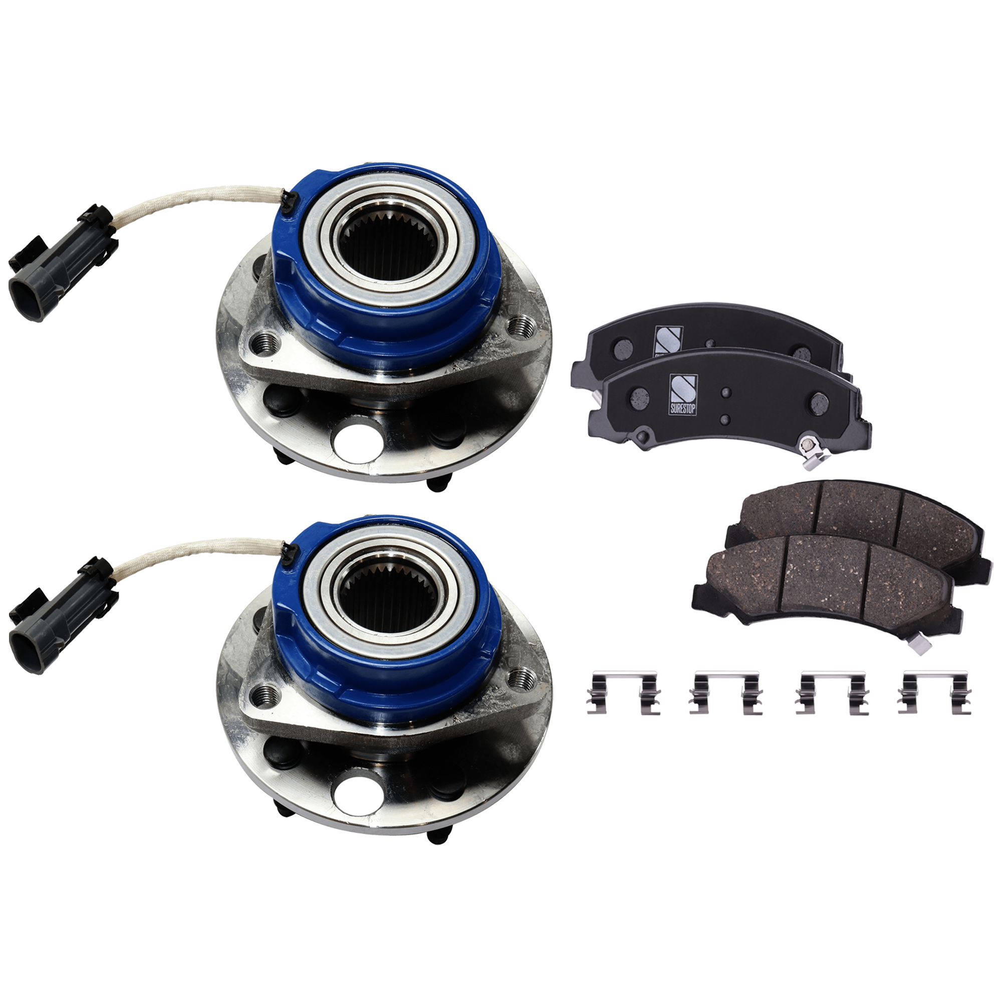 AM IMPALA 06-13 DTS 06-11 FRONT HUB ASSEMBLY RH AND LH 5 Studs 5 x 4.53 in. Bolt Pattern 4 pc kit with Brake Pad Set SKU KIT 062724 C78 OEM 88964168-15270292-15812610-192