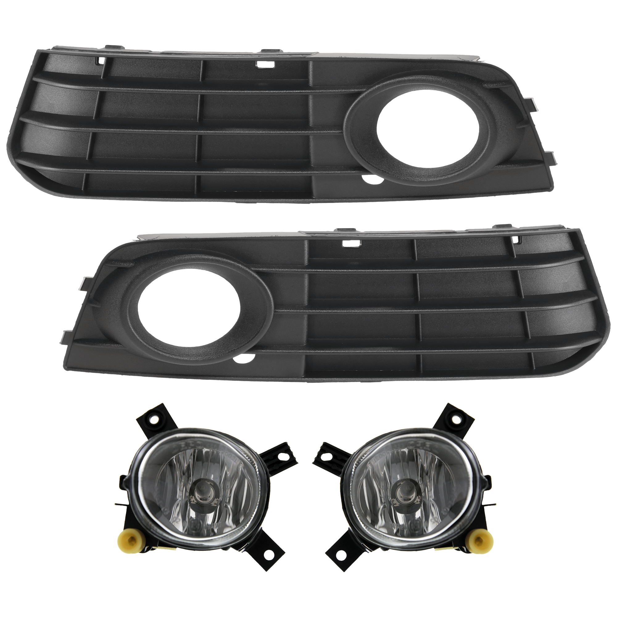 AM A4 A4 QUATTRO 09-09 FRONT FOG LAMP RH AND LH 4 pc Kit Assembly Halogen with Fog Light Trim SKU KIT 062726-02 Partslink AU2592112 AU2593112 AU1039119 AU1038119 OEM 8E0941699E 8E0941700E 8K080768