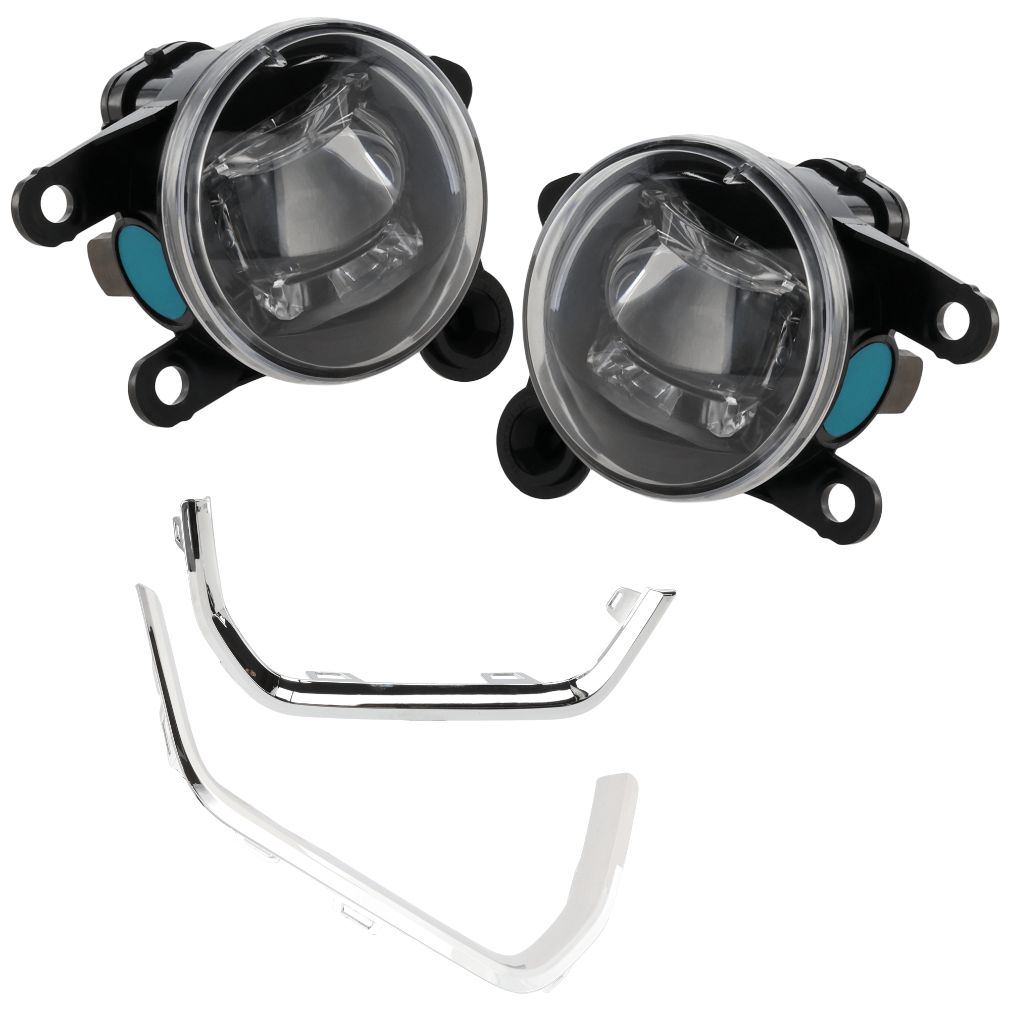 AM TERRAIN 22-24 FRONT FOG LAMP RH AND LH 4 pc Kit Assembly LED with Fog Light Trim SKU KIT 062726-129 Partslink GM2592333 GM2593333 GM1047142 GM1046142 OEM 84436234-84436235-87861393-855