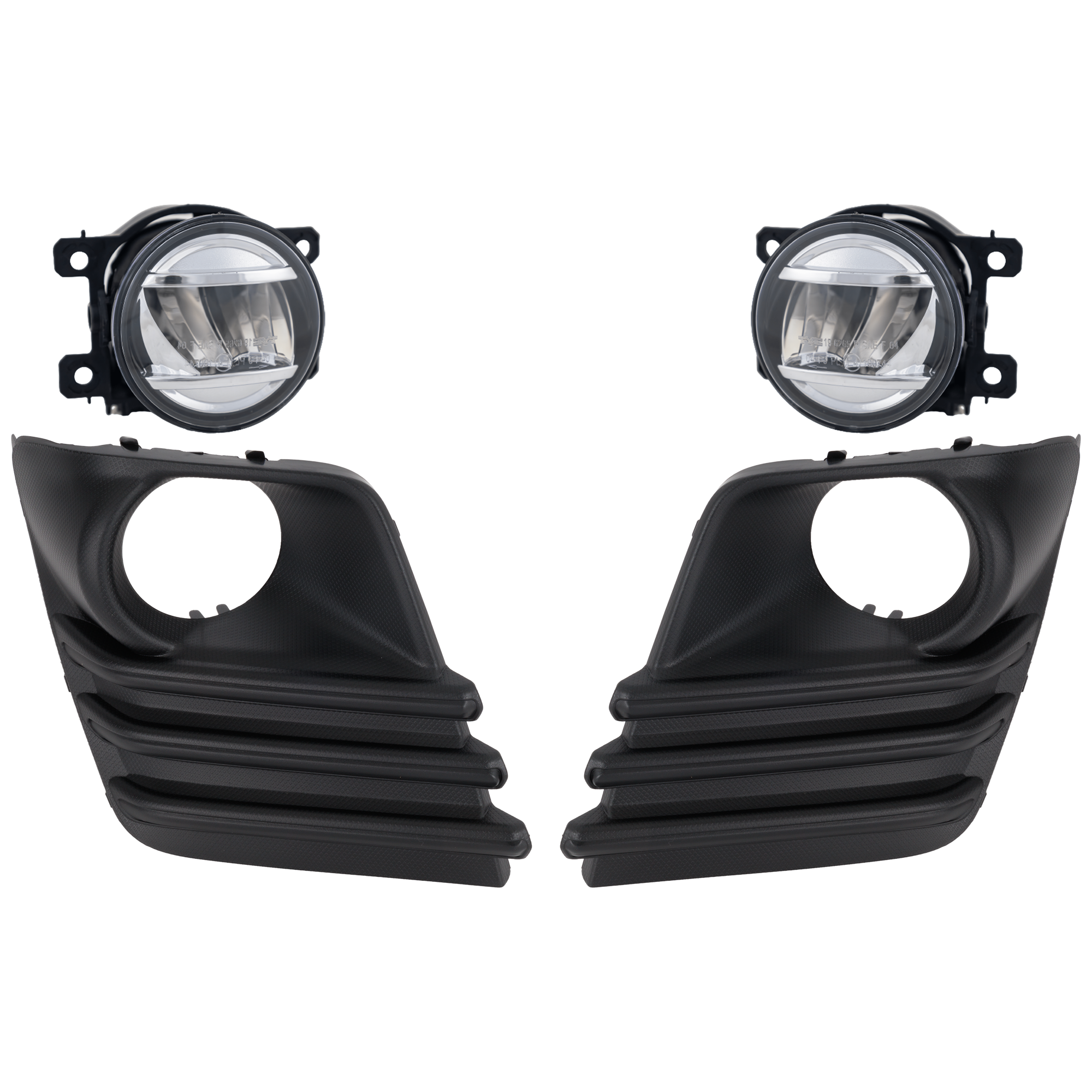 AM FORESTER 22-23 FRONT FOG LAMP RH AND LH 4 pc Kit Assembly LED with Fog Light Trim SKU KIT 062726-152 Partslink SU2592128 SU2593128 SU1039131 SU1038131 OEM 84501VA000-84501VA010-57731SJ5