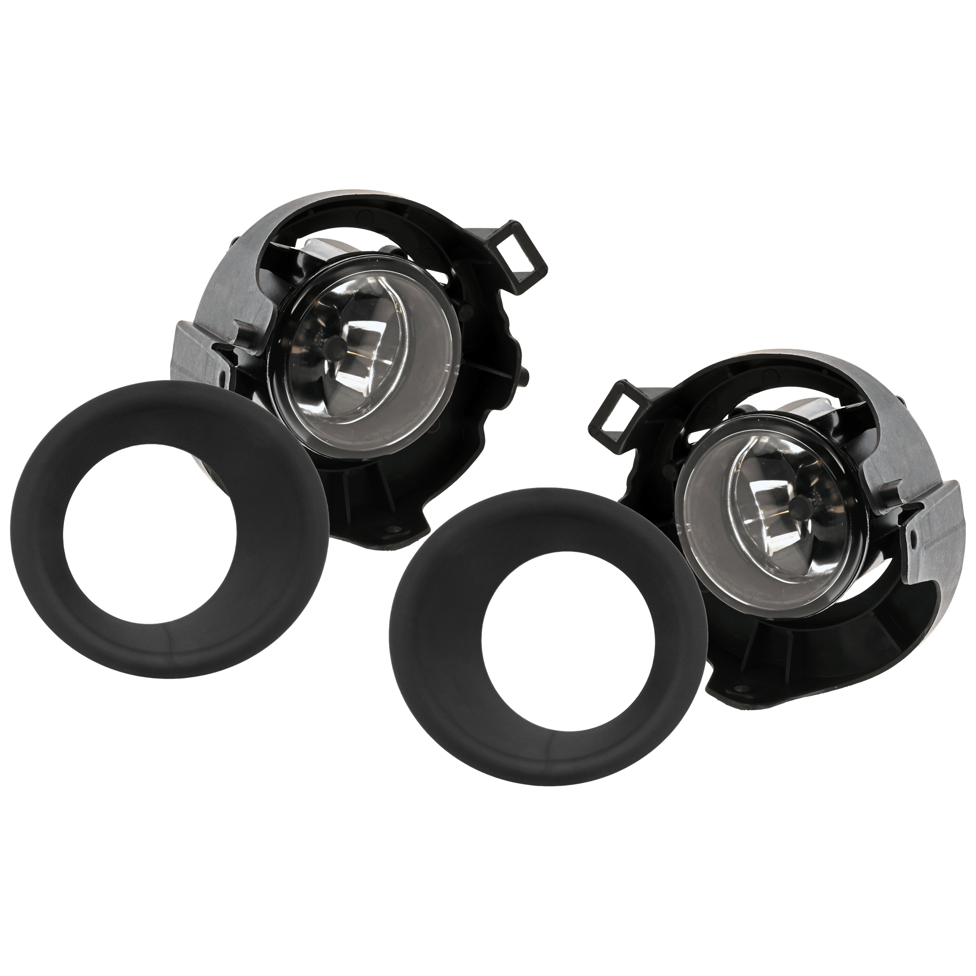 AM FRONTIER 05-09 FRONT FOG LAMP RH AND LH 4 pc Kit Assembly Halogen with Fog Light Trim SKU KIT 062726-23 Partslink NI2592120 NI2593120 NI1039117 NI1038117 OEM 26150EA525-26155EA525-62256EA8