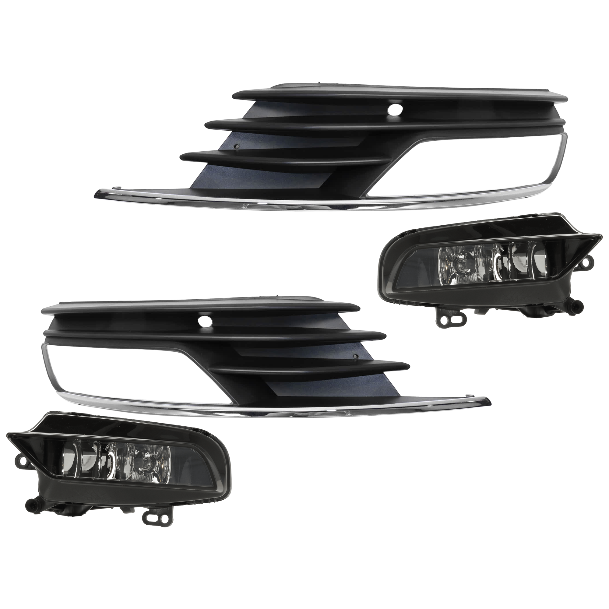 AM A3 A3 QUATTRO 15-16 FRONT FOG LAMP RH AND LH 4 pc Kit Assembly Halogen with Fog Light Trim SKU KIT 062726-24 Partslink AU2592120 AU2593120 AU1039129 AU1038129 OEM 8V0941699E 8V0941699B 8V094170