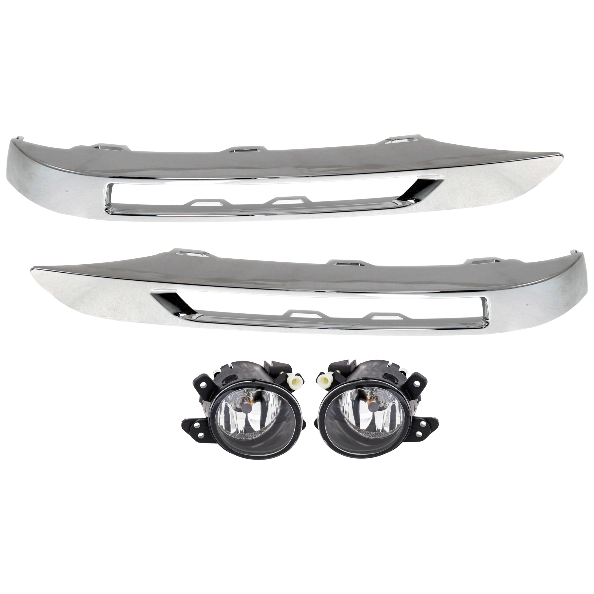 AM GLK250 GLK350-13-15 FRONT FOG LAMP RH AND LH 4 pc Kit Assembly Halogen with Fog Light Trim SKU KIT 062726-36 Partslink MB2592114 MB2593114 MB1039175 MB1038175 OEM 2518200756-2518200856-20488534