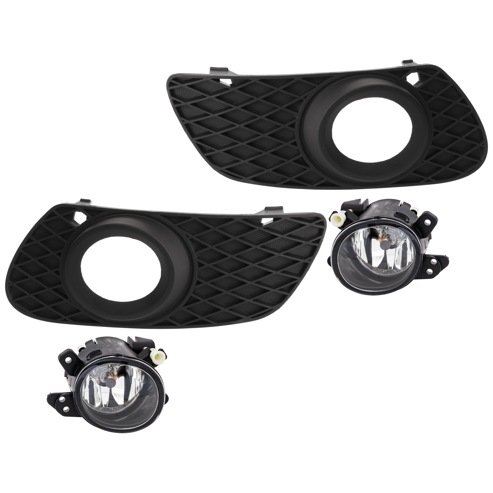 AM ML CLASS 06-07 FRONT FOG LAMP RH AND LH 4 pc Kit Assembly Halogen with Fog Light Trim SKU KIT 062726-37 Partslink MB2592114 MB2593114 MB1039119 MB1038119 OEM 2518200756-2518200856-16488510