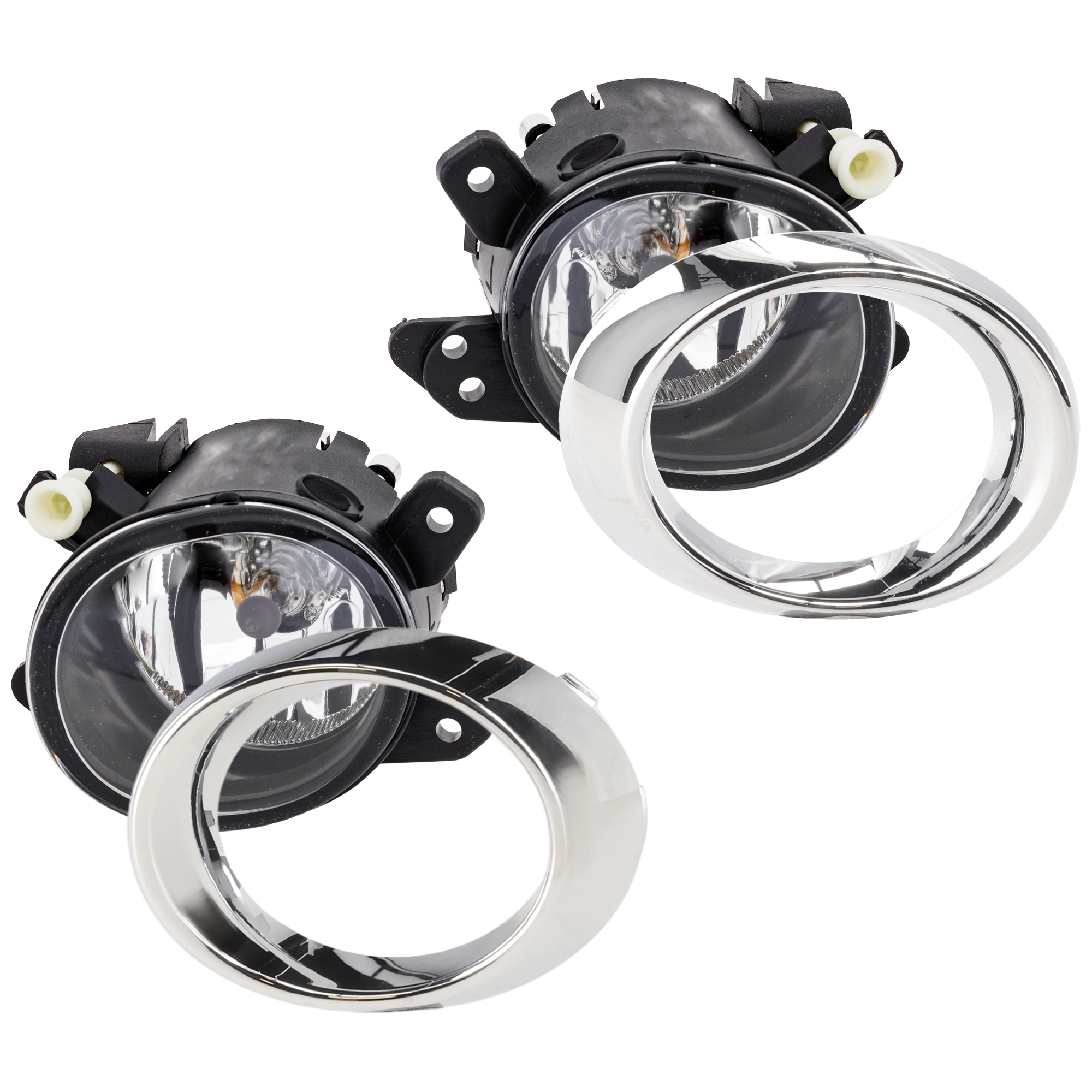 AM GLK350-10-12 FRONT FOG LAMP RH AND LH 4 pc Kit Assembly Halogen with Fog Light Trim SKU KIT 062726-38 Partslink MB2592114 MB2593114 MB1039131 MB1038131 OEM 2518200756-2518200856-20488510