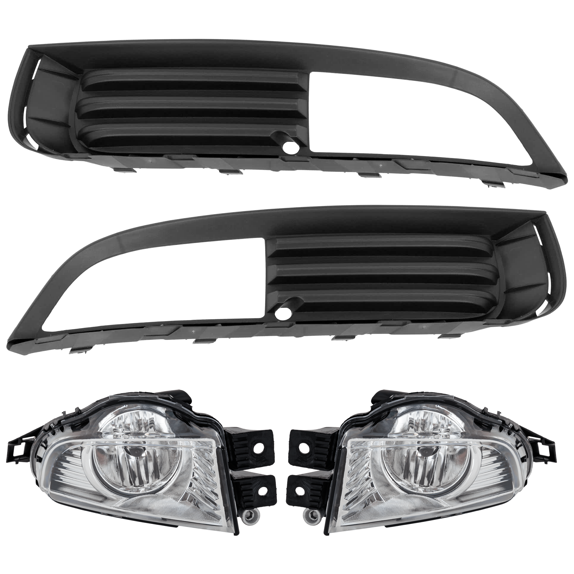 AM REGAL 11-13 FRONT FOG LAMP RH AND LH 4 pc Kit Assembly Halogen with Fog Light Trim SKU KIT 062726-55 Partslink GM2592302 GM2593302 GM1039140 GM1038140 OEM 22950977-22950978-13238371-132