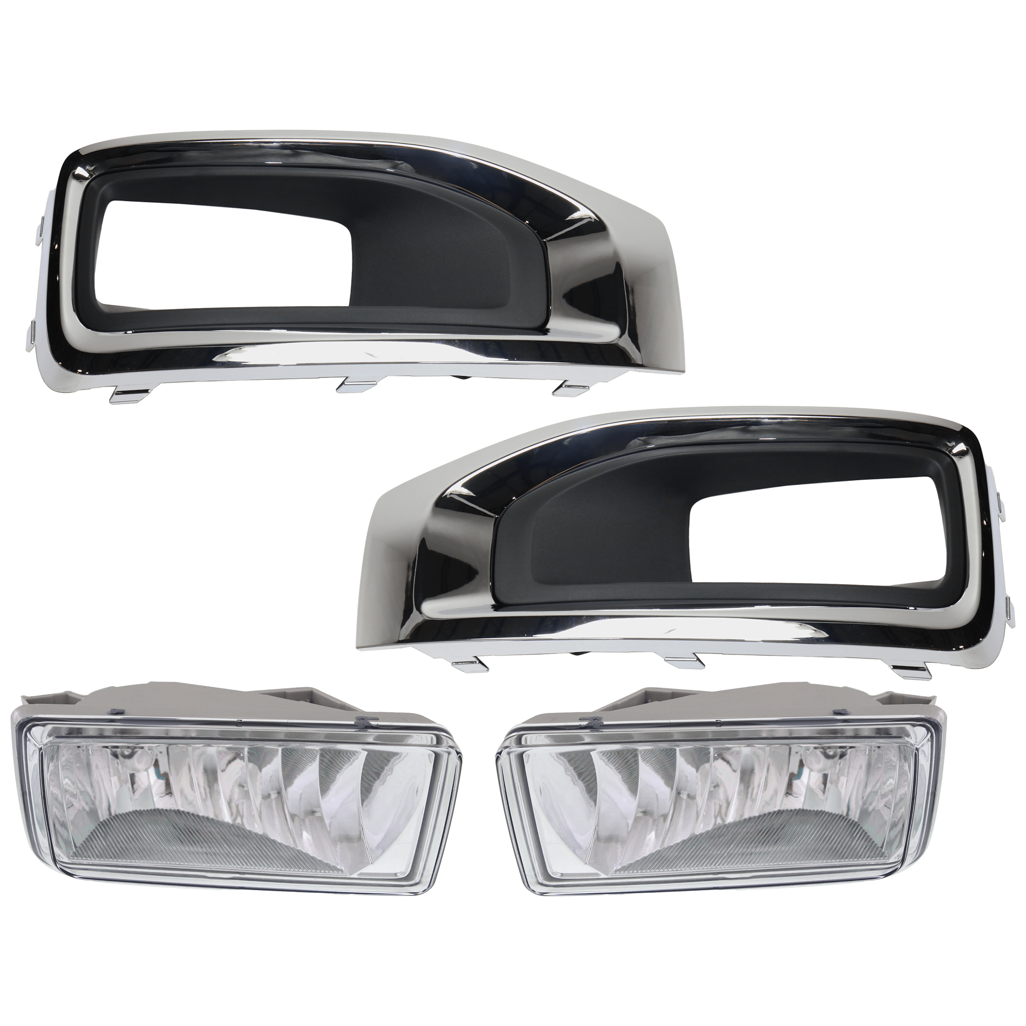 AM YUKON YUKON XL 15-20 FRONT FOG LAMP RH AND LH 4 pc Kit Assembly Halogen with Fog Light Trim SKU KIT 062726-57 Partslink GM2592311 GM2593311 GM1039187 GM1038187 OEM 23332241-23332242-22936427-229