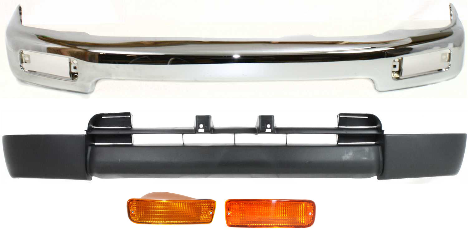 AM 4RUNNER 96-98 AUTO BODY REPAIR 4 pc kit with Bumper Valance and Turn Signal Light Base SR5 Models SKU KIT 062817-02 Partslink TO1002162 TO2530125 TO2531125 TO1095174 OEM 5210135300-8152035120-81510351