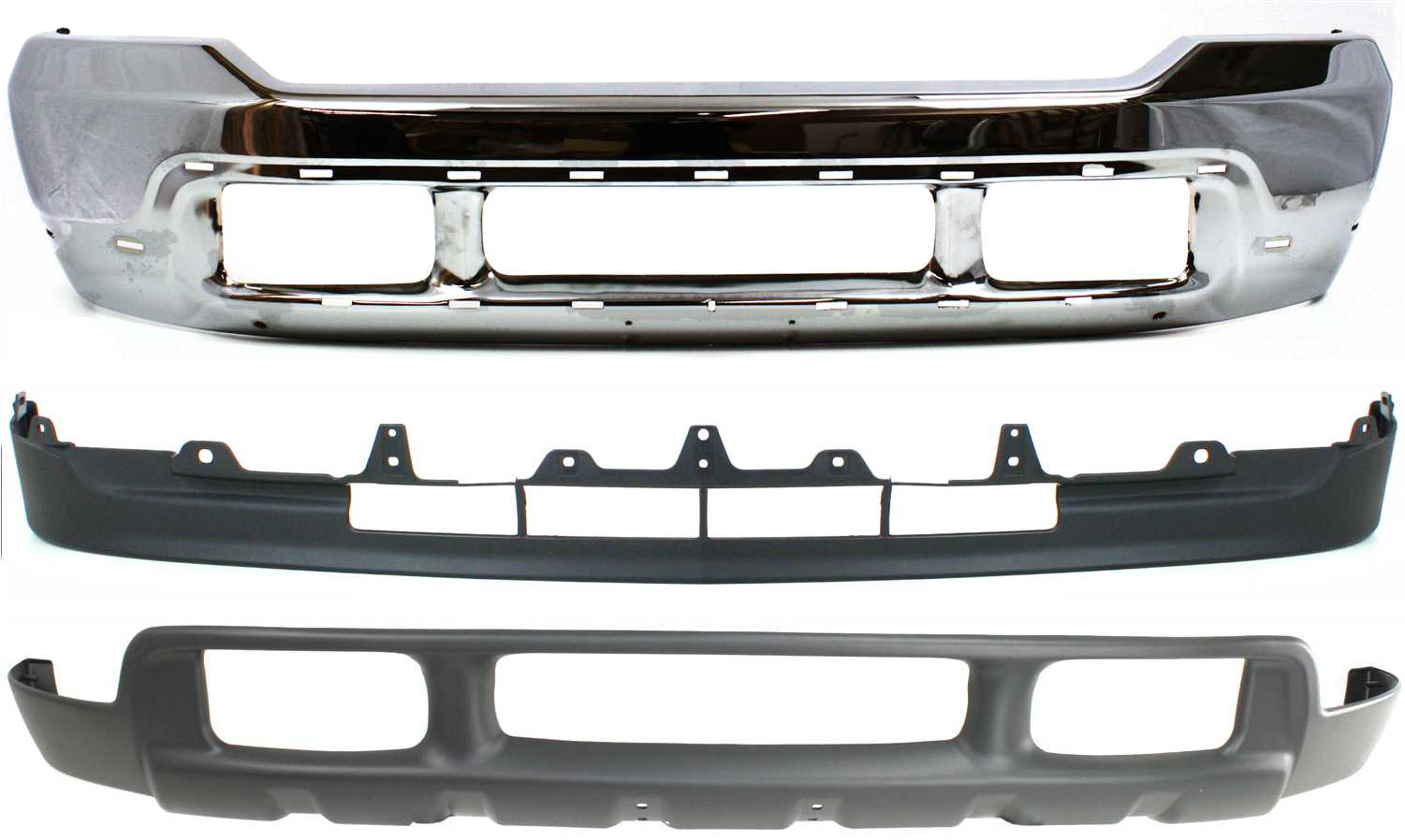 AM EXCURSION F SERIES SUPER DUTY 01-04 FRONT BUMPER 3 pc kit with Valance Exc. Harley Davidson Model SKU KIT 062817-13 Partslink FO1002375 FO1095203 FO1095176 OEM 3C3Z17757BA 3C3Z17626AAA 1C3Z1