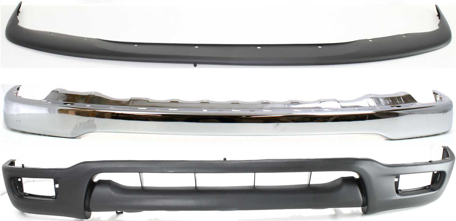 AM TACOMA 01-04 FRONT BUMPER 3 pc kit with Bumper Filler and Lower Panel SKU KIT 062817-15 Partslink TO1002174 TO1087112 TO1095196 OEM 52101AD030-52119AD010-53901AD0