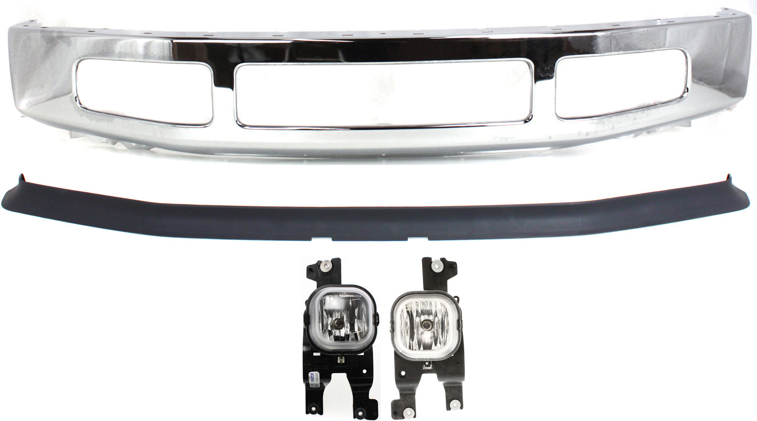 AM F 250 SUPER DUTY F 350 SUPER DUTY 08-10 REAR BUMPER 4 pc Kit with Bumper Lower Spoiler and Fog Lights SKU KIT 062817-17 Partslink FO1002406 FO1093114 OEM 8C3Z17757B 7C3Z15201AA PFM 7C3