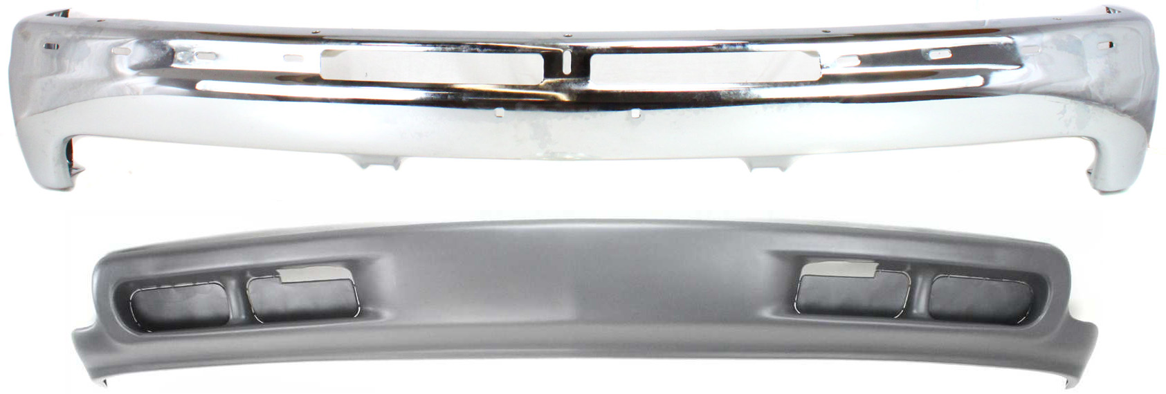 AM SILVERADO 99-02 TAHOE 00-06 FRONT BUMPER Chrome 2 pc Kit with Valance SKU KIT 062817-20 Partslink GM1002376 GM1092168 OEM 12336026-15199825
