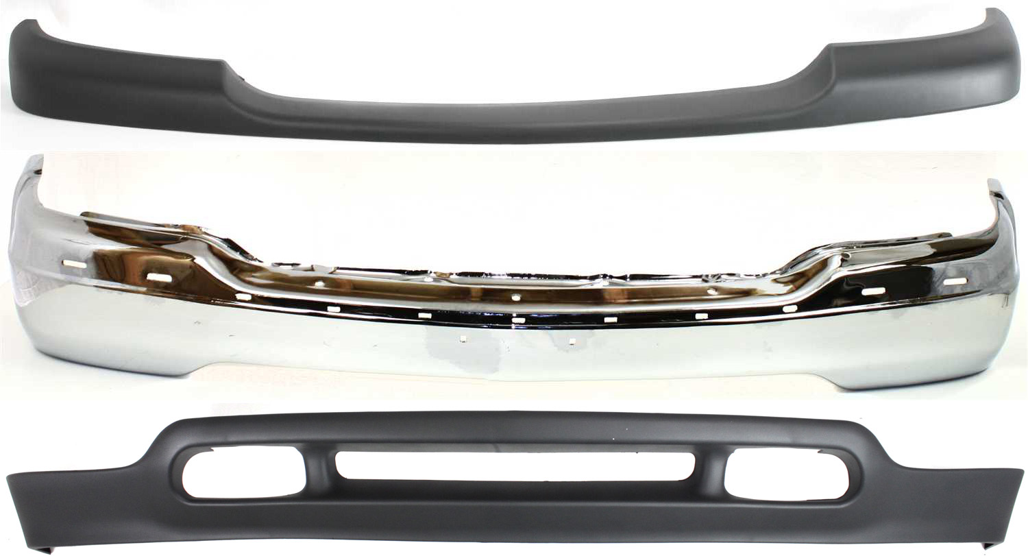 AM SIERRA 1500-99-02 YUKON XL 1500-00-06 FRONT BUMPER 3 pc kit with Bumper Trim and Lower Air Deflector SKU KIT 062817-28 Partslink GM1002835 GM1051105 GM1092171 OEM 15758072 PFM 15748374-88980802