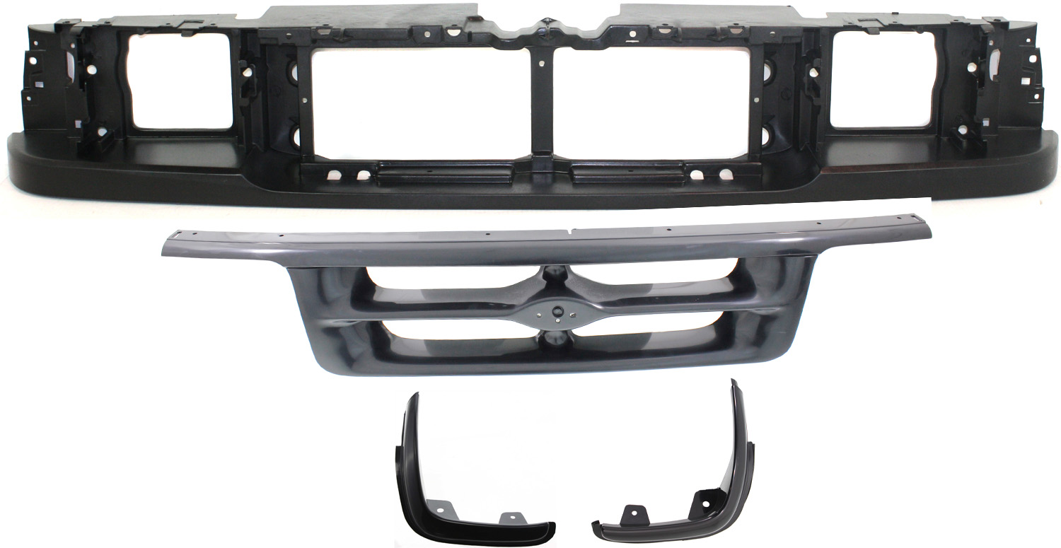 AM RANGER 95-97 GRILLE 4 pc Kit with Header Panel SKU KIT 062817-32 Partslink FO1200309 FO1213109 FO1212109 FO1220193 OEM F57Z8200BA F57Z16160A F57Z1616