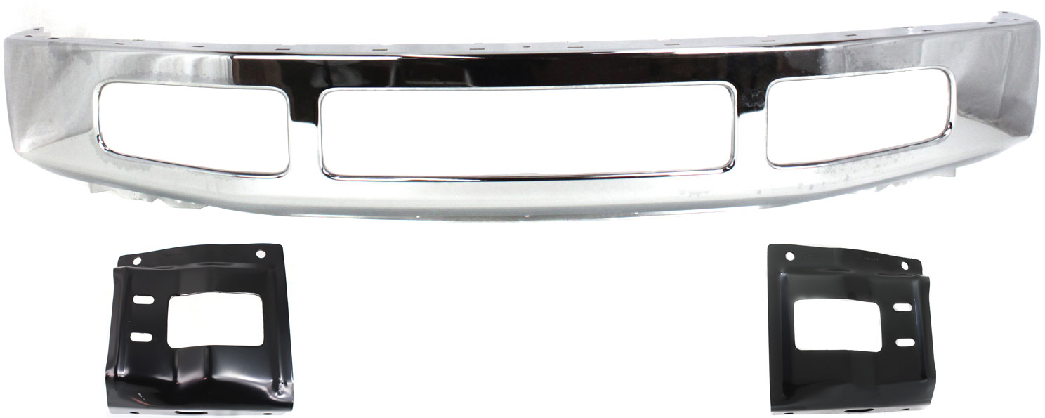 AM F 250 SUPER DUTY F 350 SUPER DUTY 08-10 FRONT BUMPER Chrome 3 pc kit with Bumper Bracket SKU KIT 062817-46 Partslink FO1002406 FO1066173 FO1067173 OEM 8C3Z17757B 8C3Z17B985A 8C3Z17B