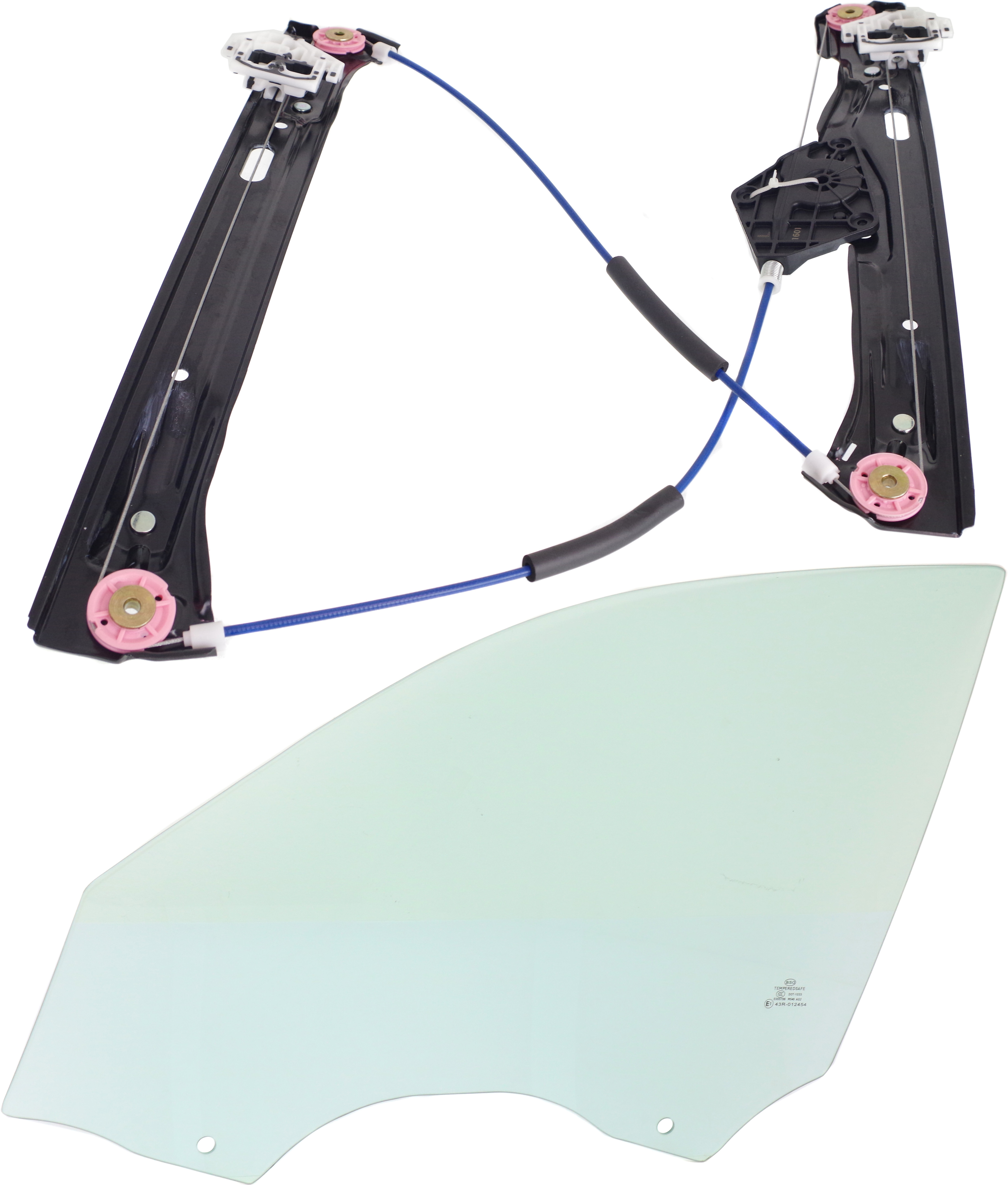 AM 3 SERIES 12-19 FRONT DOOR GLASS LH 2 pc kit with Window Regulator Power 4 Door Sedan Wagon 14-17 w o Motor w o Clip SKU KIT 062817-56 Partslink BM1350120 OEM 51337259825 FD25623GTNN 513372