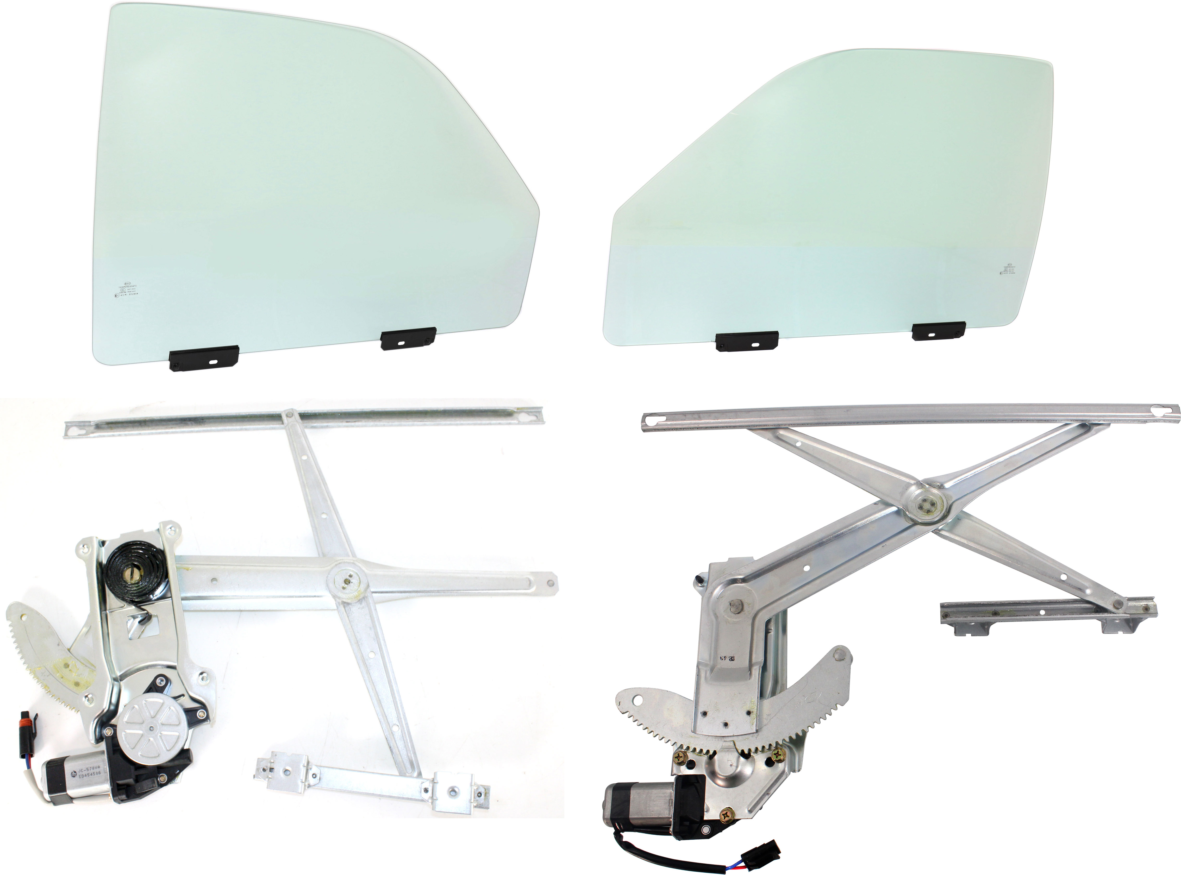 AM DODGE FULL SIZE P U 94-02 FRONT DOOR GLASS RH AND LH Green Tint 4 pc Kit with Window Regulators SKU KIT 062817-82 Partslink CH1350103 CH1351103 OEM 55135396AC DD08488GTYN 5513539
