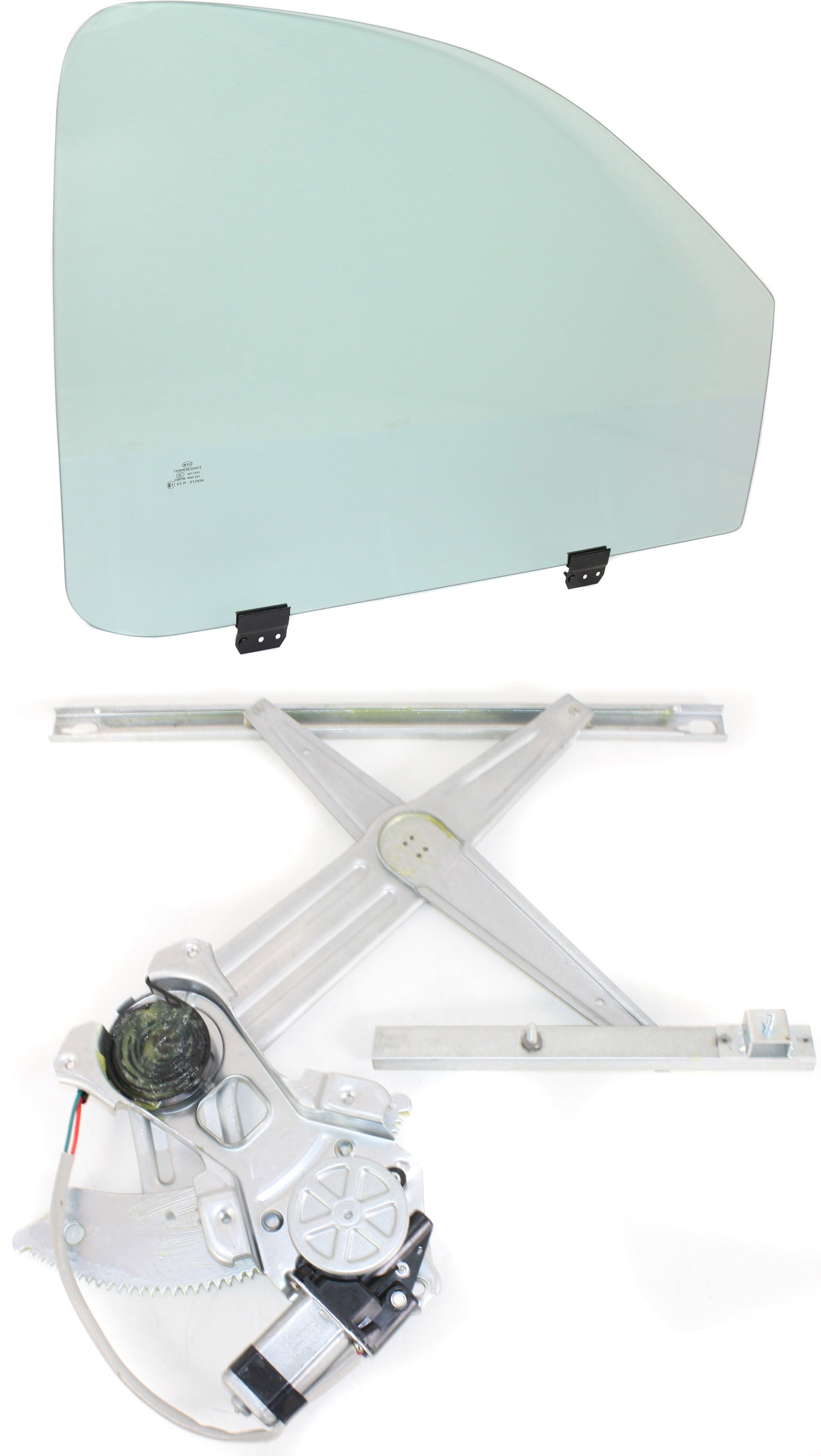 AM DODGE FULL SIZE P U 02-10 FRONT DOOR GLASS RH Green Tint 2 pc Kit with Window Regulator Standard Cab with Clip SKU KIT 062817-83 Partslink CH1351134 OEM 55276600AE DD10071GTYN 5527559