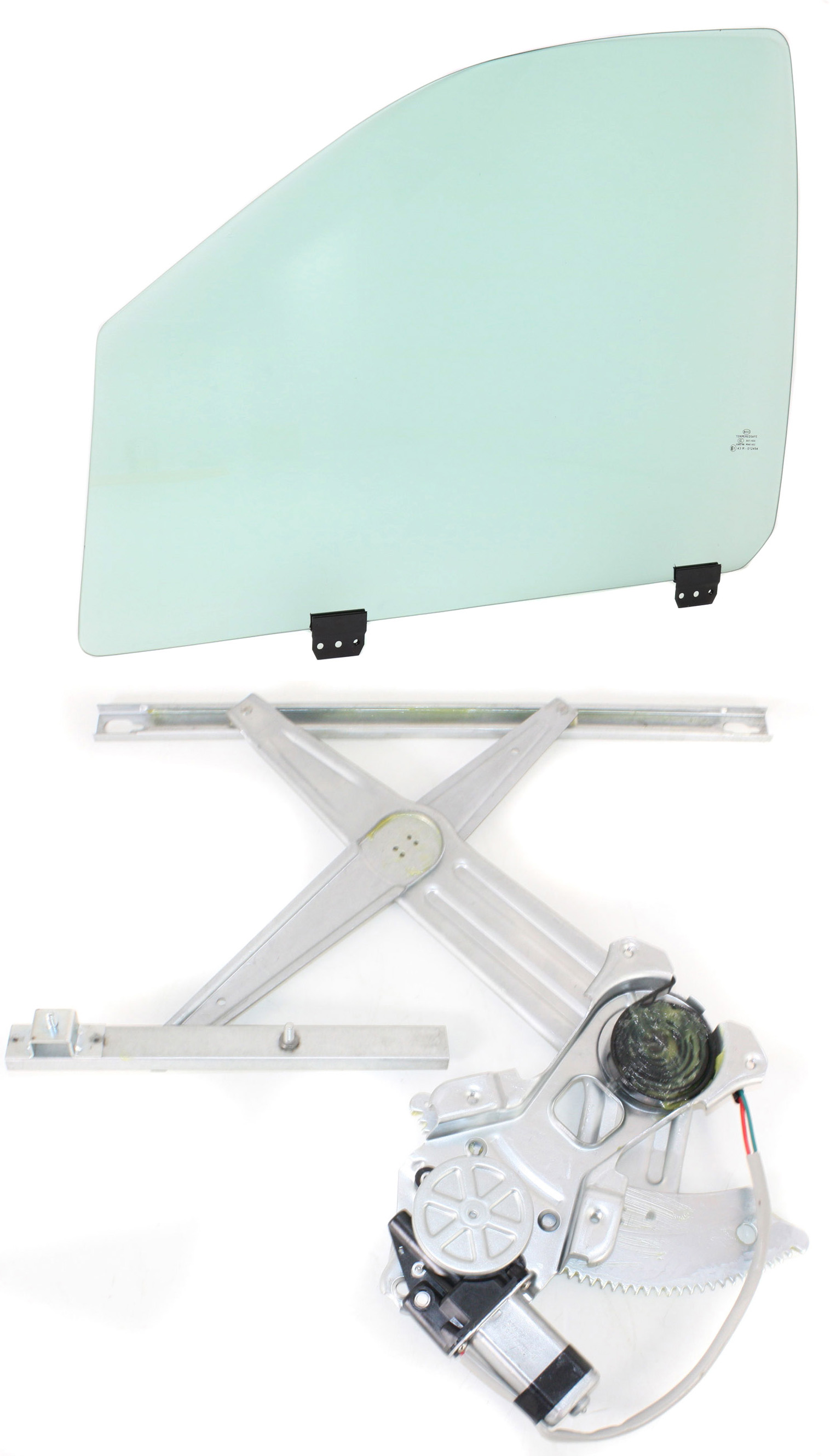 AM DODGE FULL SIZE P U 02-10 FRONT DOOR GLASS LH 2 pc Kit Clear Extended and Crew Cab with Clip with Window Regulator SKU KIT 062817-87 Partslink CH1350134 OEM 55372813AB DD10074GTYN 5527559