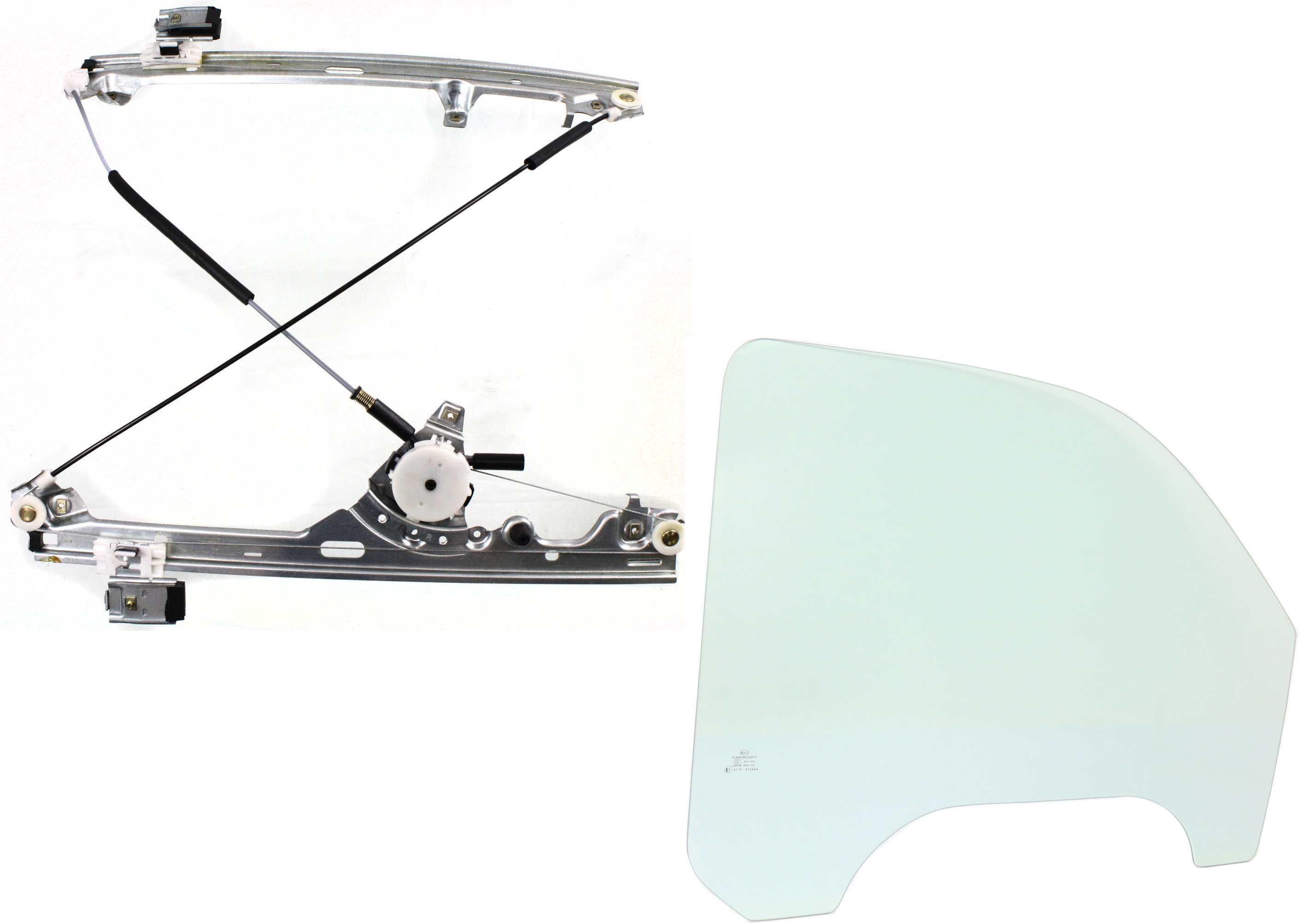 AM SILVERADO SIERRA 99-07 FRONT DOOR GLASS RH Green Tint 2 pc Kit with Window Regulator SKU KIT 062917-05 Partslink GM1351109 OEM 15891715 DD09479GTNN 15871125