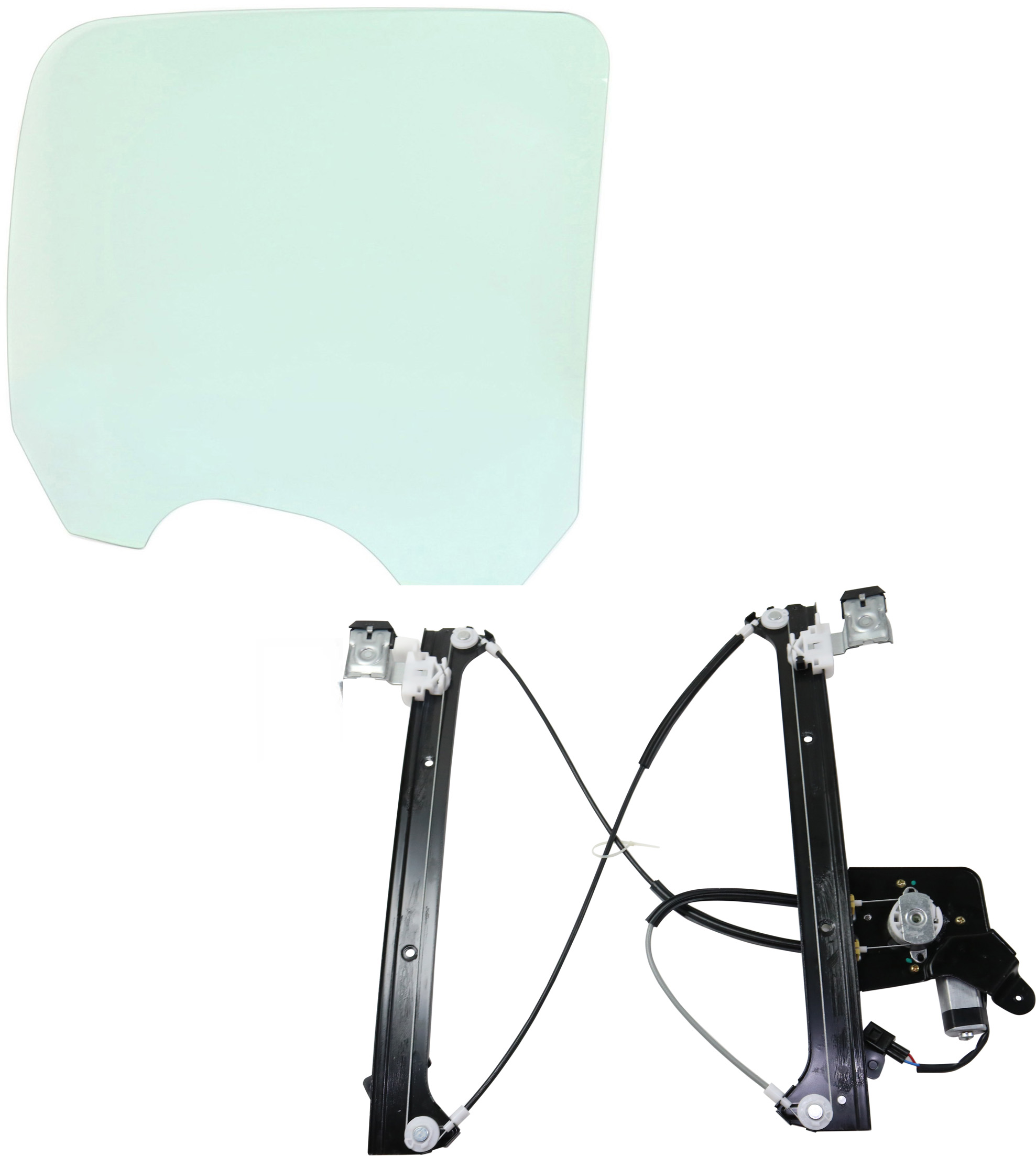 AM SILVERADO SIERRA 01-07 SUBURBAN 1500-2500-00-01 REAR DOOR GLASS RH 2 pc Kit with Window Regulator Ccrew Cab without Privacy Tint and Clip SKU KIT 062917-11 Partslink GM1551114 OEM 15181070 DD09734GTNN 19301980