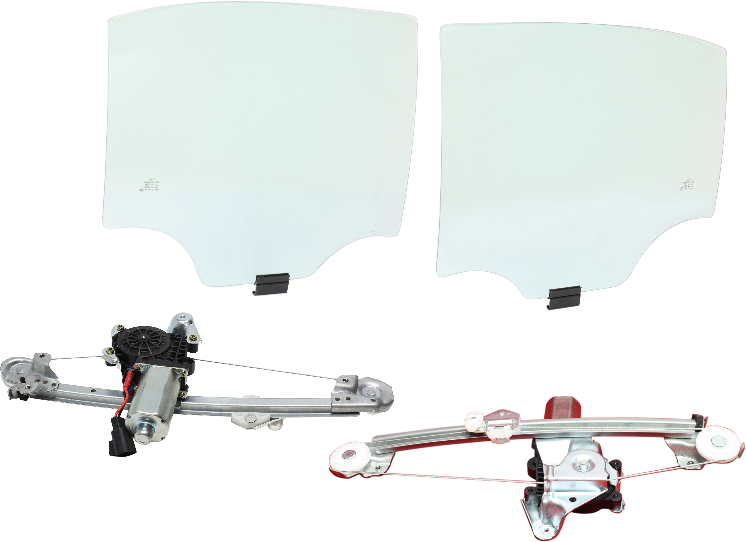 AM MALIBU 97-03 CLASSIC 04-05 REAR DOOR GLASS RH AND LH 4 pc kit Green Tint Power with Motor with Clip 4 Door SKU KIT 062917-16 Partslink GM1550127 GM1551127 OEM 22644120 DD09183GTYN 22644121