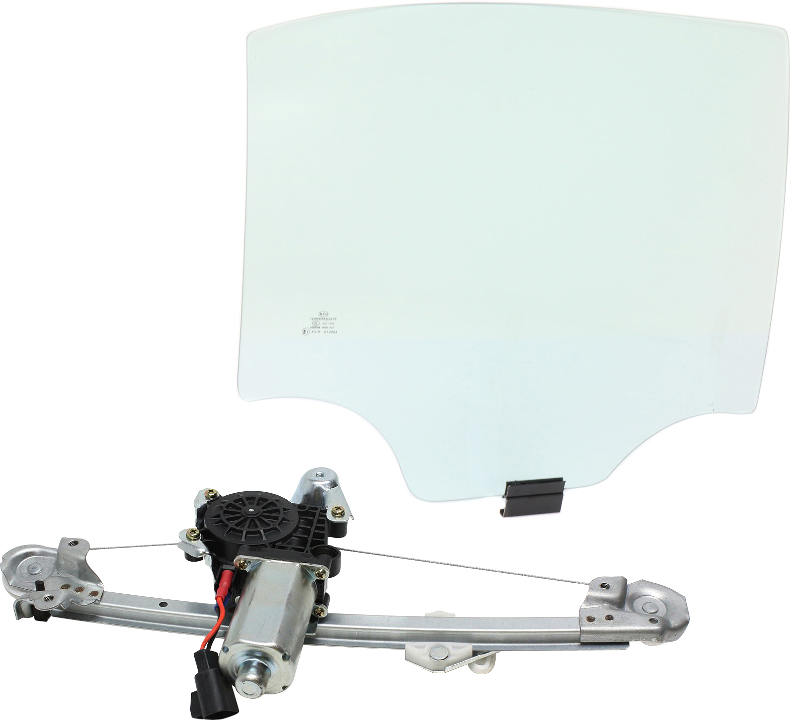 AM MALIBU 97-03 CLASSIC 04-05 REAR DOOR GLASS RH Green Tint 2 pc kit With Window Regulator Power w Motor w Clip 4 Door SKU KIT 062917-17 Partslink GM1551127 OEM 22644120 DD09183GTYN 15223281