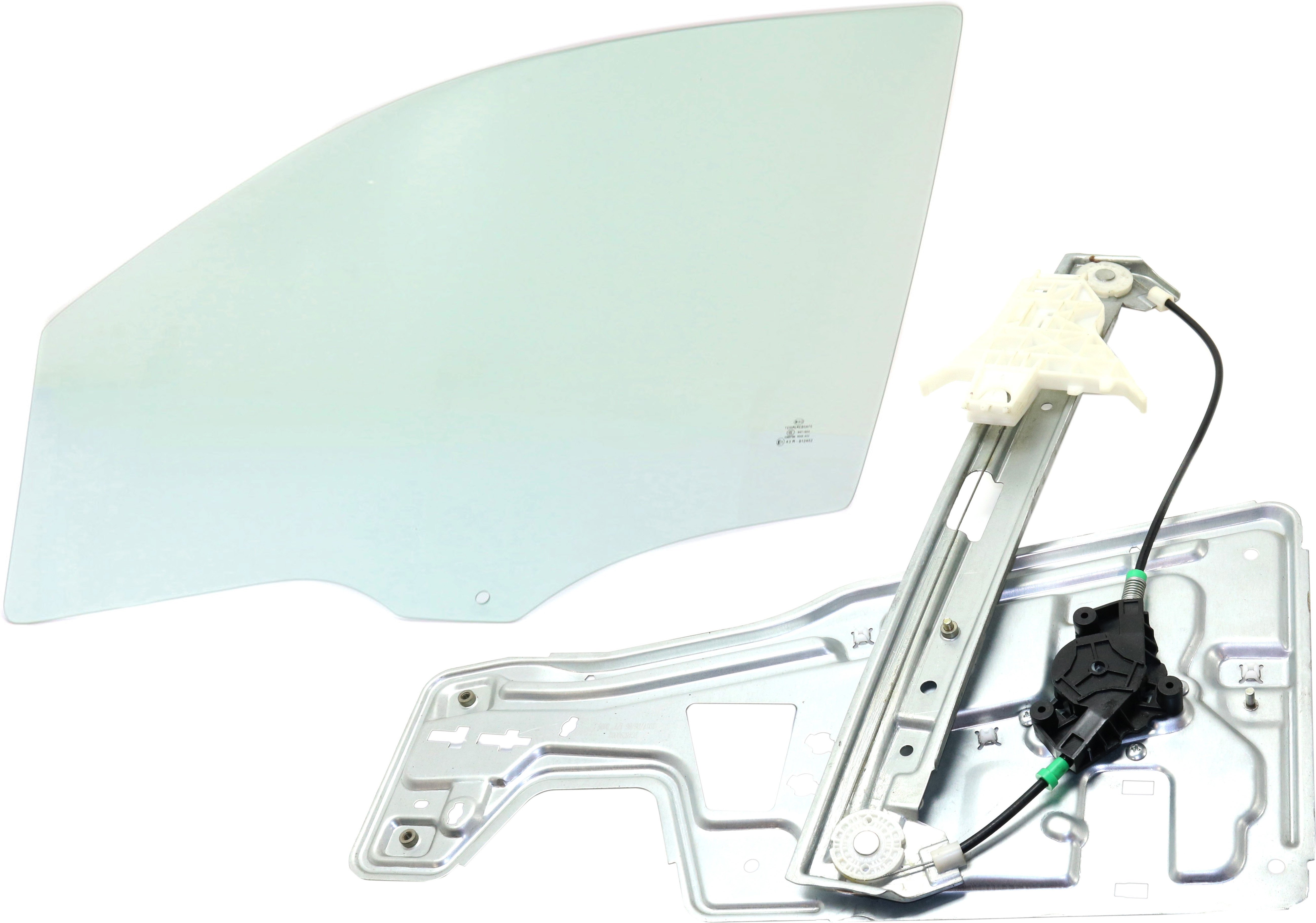 AM EQUINOX 05-09 FRONT DOOR GLASS LH Green Tint 2 pc kit with Window Regulator Power w Motor w o Clip SKU KIT 062917-26 Partslink GM1350217 OEM 15849530 DD10761GTNN 19210257