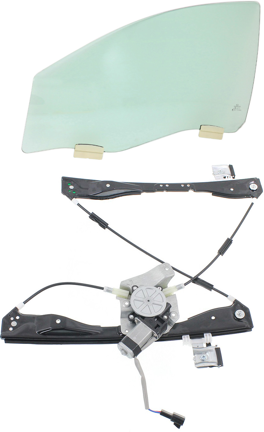 AM MALIBU 08-12 FRONT DOOR GLASS LH Green Tint 2 pc Kit with Window Regulator SKU KIT 062917-76 Partslink GM1350213 OEM 23114169 DD11237GTYN 25943968