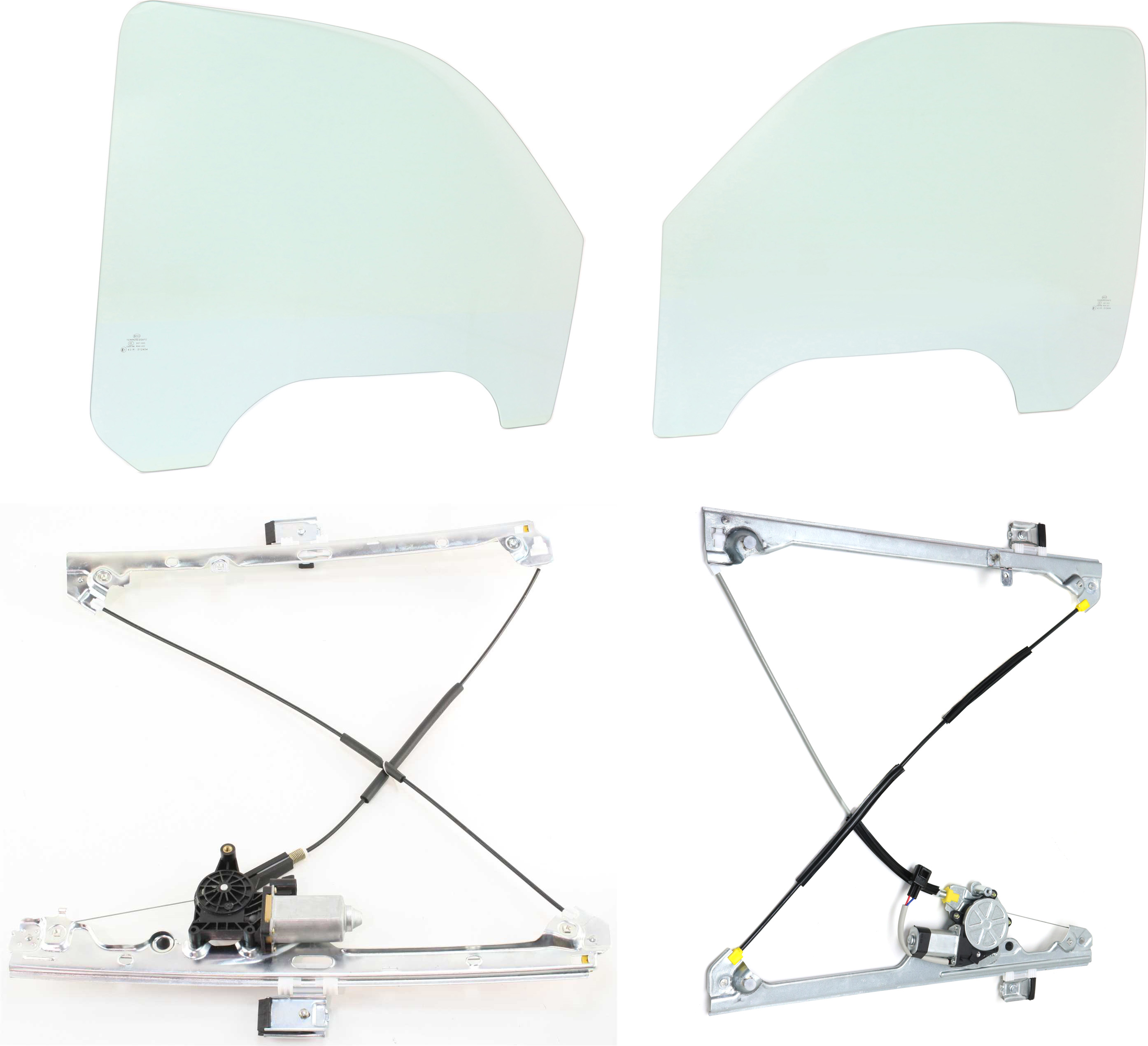 AM SILVERADO 99-06 TAHOE 00-06 FRONT DOOR GLASS RH AND LH Green Tint 4 pc kit with Window Regulators SKU KIT 062917-81 Partslink GM1350110 GM1351110 OEM 15891714 DD09480GTNN 15891715