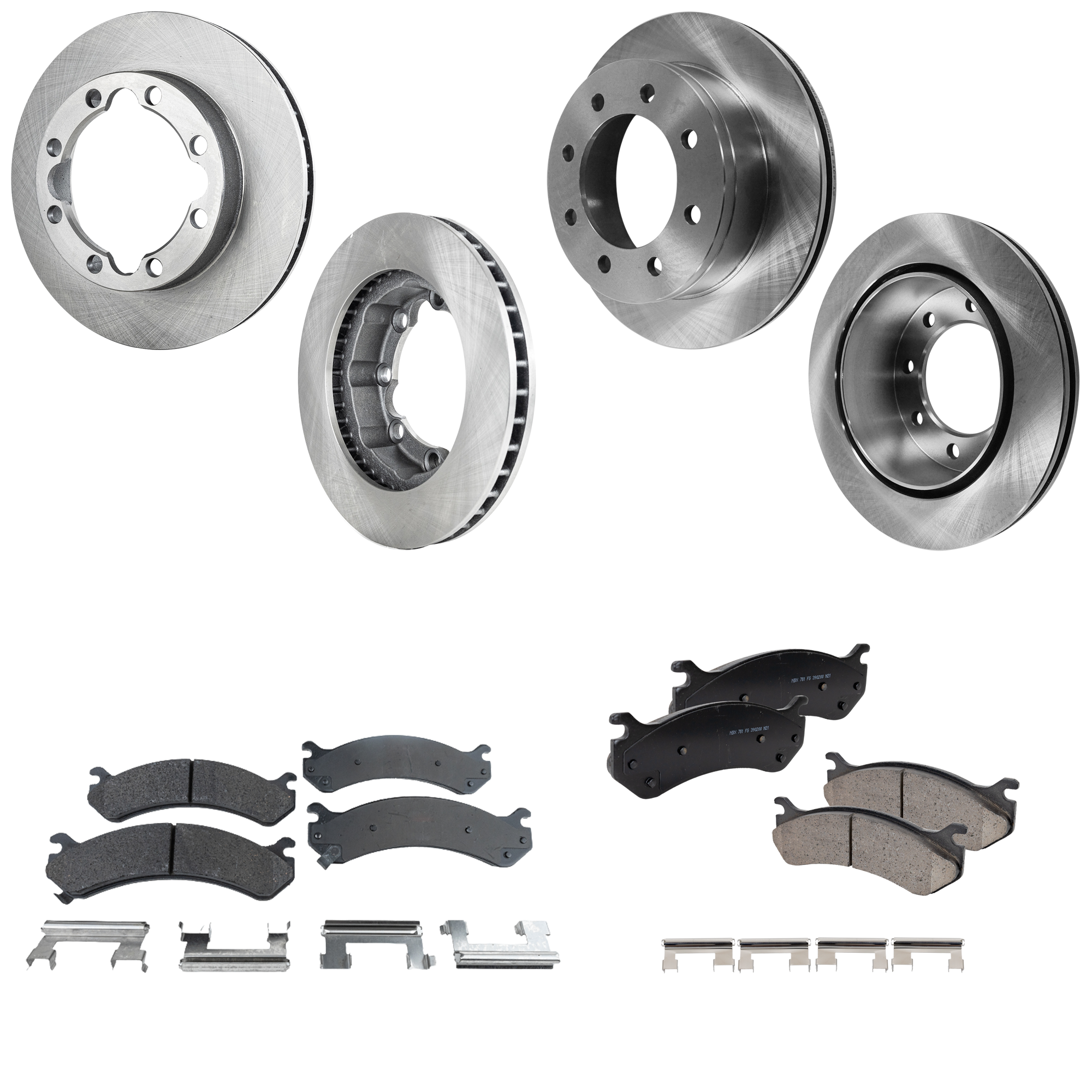 AM SUBURBAN 2500-00-00 FRONT AND REAR BRAKE DISC AND PAD KIT 4 Wheel Set SKU KIT 062923-32 OEM 157-128-034-798-315-000-000-000-000