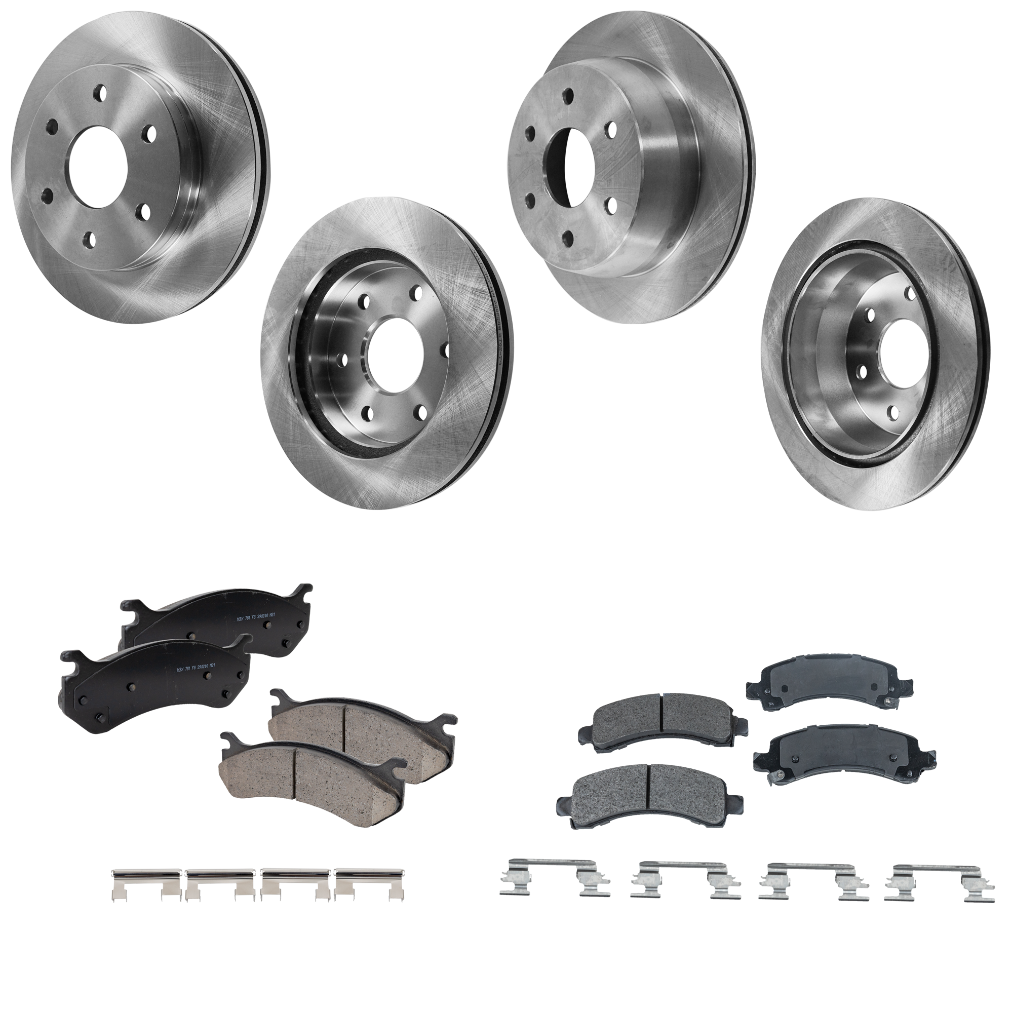 AM AVALANCHE 1500 YUKON XL 1500-02-02 FRONT AND REAR BRAKE DISC AND PAD KIT 8 pc Kit SKU KIT 062923-42 OEM 18060214-15716362-19241877-192