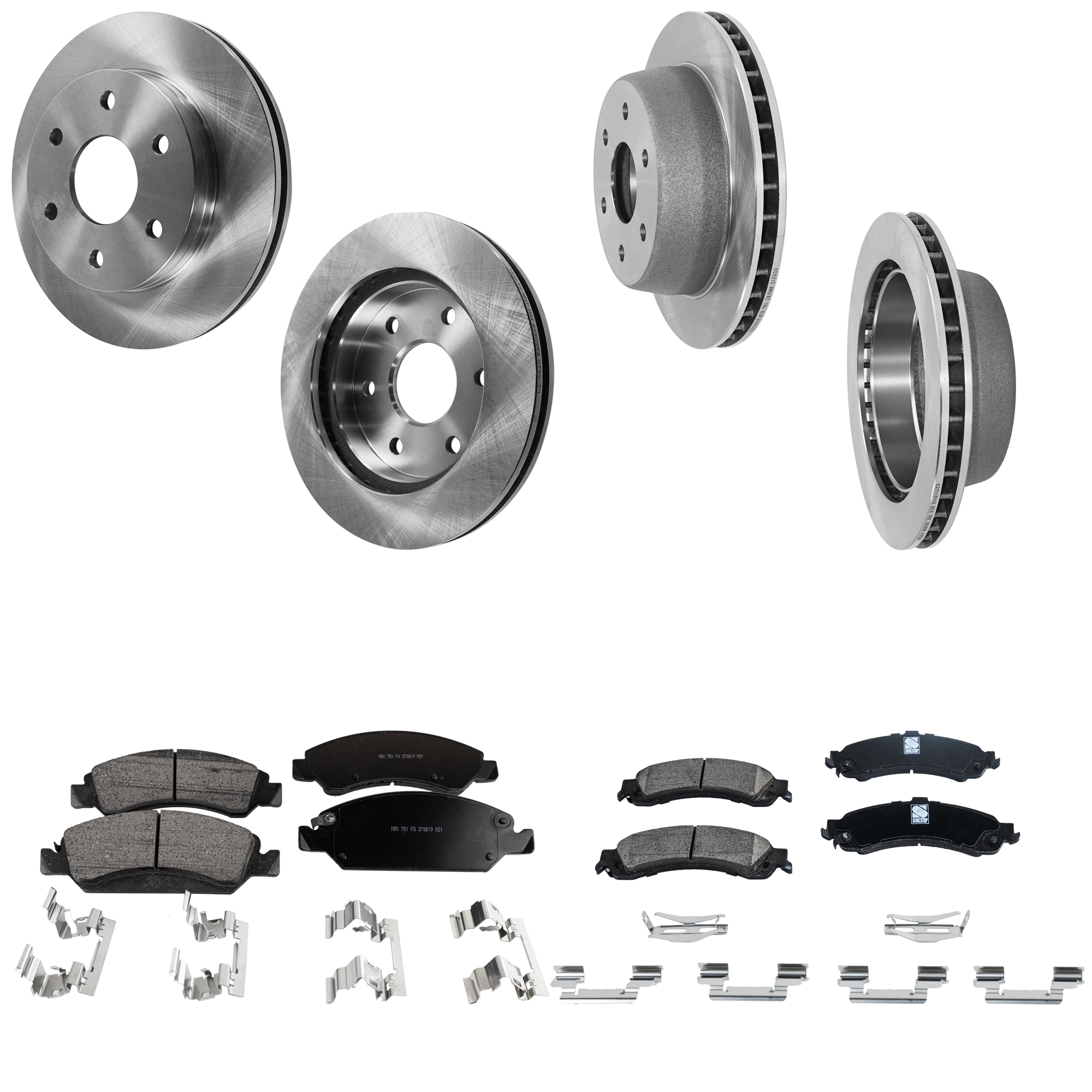AM SIERRA 1500 SILVERADO 1500-05-05 FRONT AND REAR BRAKE DISC AND PAD KIT 4 Wheel Set SKU KIT 062923-50 OEM 15065077-25757802-15712802-157