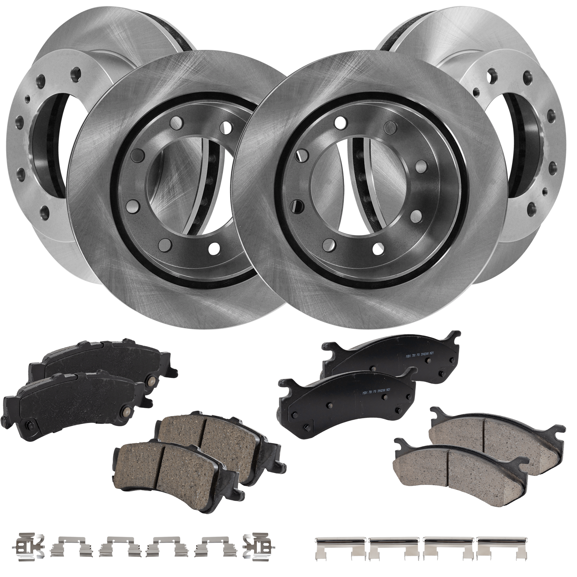 AM SIERRA 1500 SILVERADO 1500-04-04 FRONT AND REAR BRAKE DISC AND PAD KIT 4 Wheel Set SKU KIT 062923-54 OEM 15712803-18060654-18026447-180