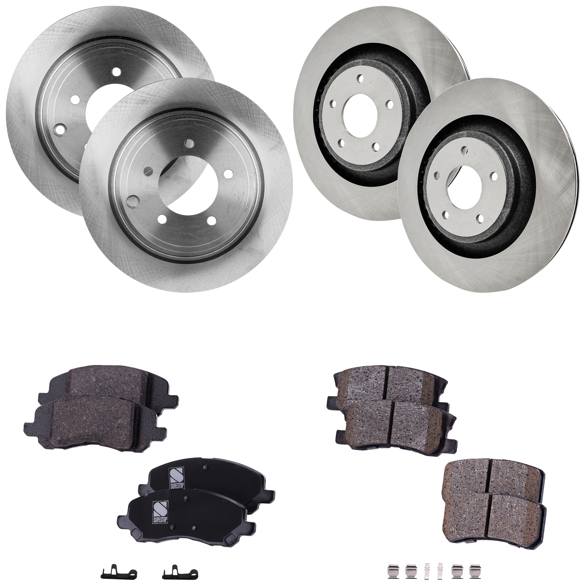 AM AVENGER CHRYSLER 200-13-14 FRONT AND REAR BRAKE DISC AND PAD KIT 4 Wheel Set Plain Surface SKU KIT 062923-68 OEM 4615A010-4615A121-43173-53058