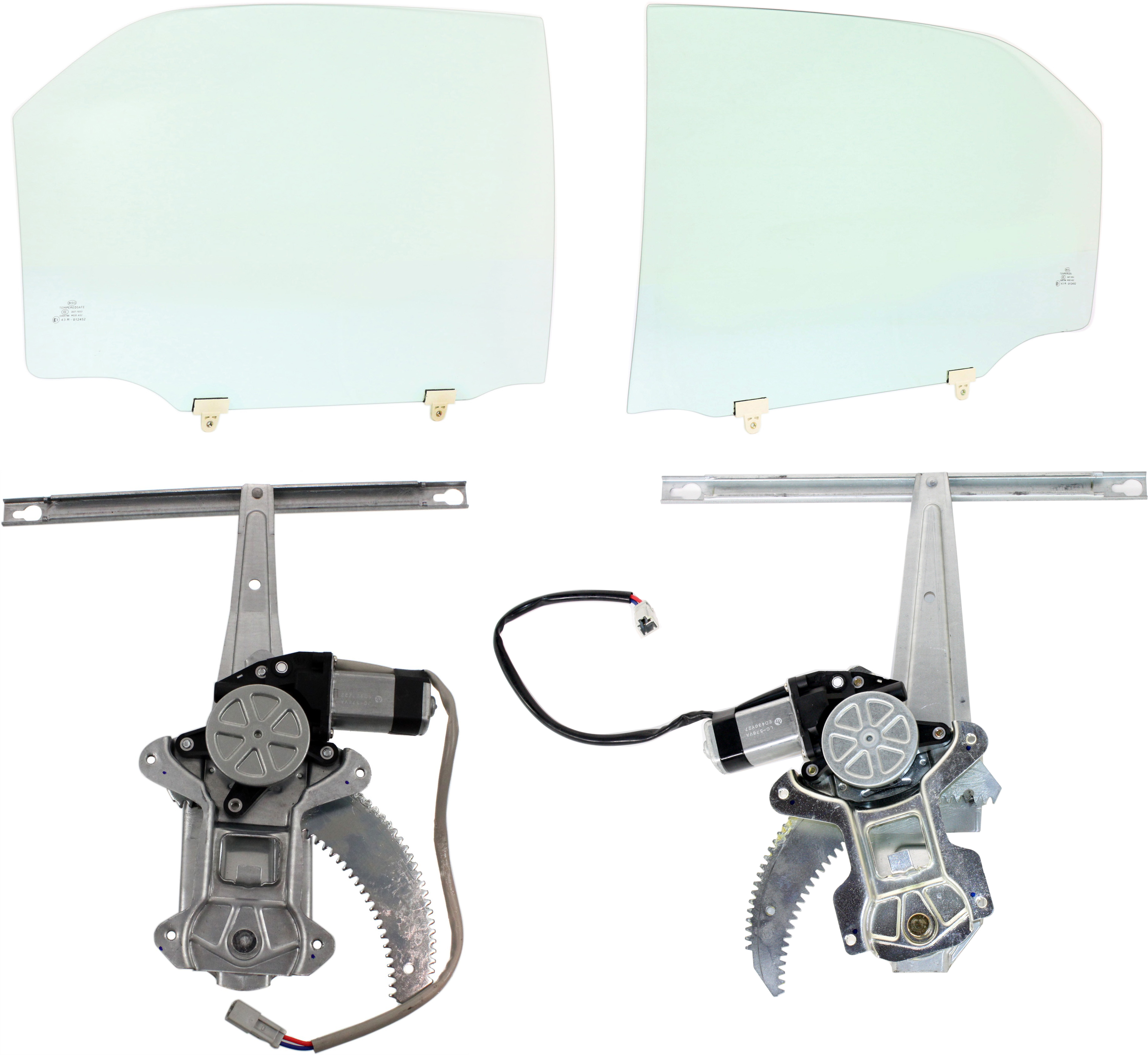 AM ACCORD 98-02 REAR DOOR GLASS RH AND LH Green Tint 4 pc Kit with Window Regulators SKU KIT 063017-11 Partslink HO1551102 HO1550102 OEM 73400S84A00 FD20317GTYN 73450S