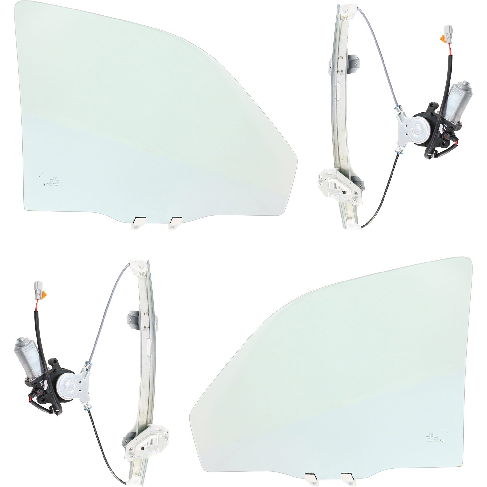 AM CIVIC 96-00 FRONT DOOR GLASS RH AND LH Green Tint 4 pc Kit with Window Regulators SKU KIT 063017-35 Partslink HO1351118 HO1350118 OEM 73300SNAA01 FD05577GTYN 73350S