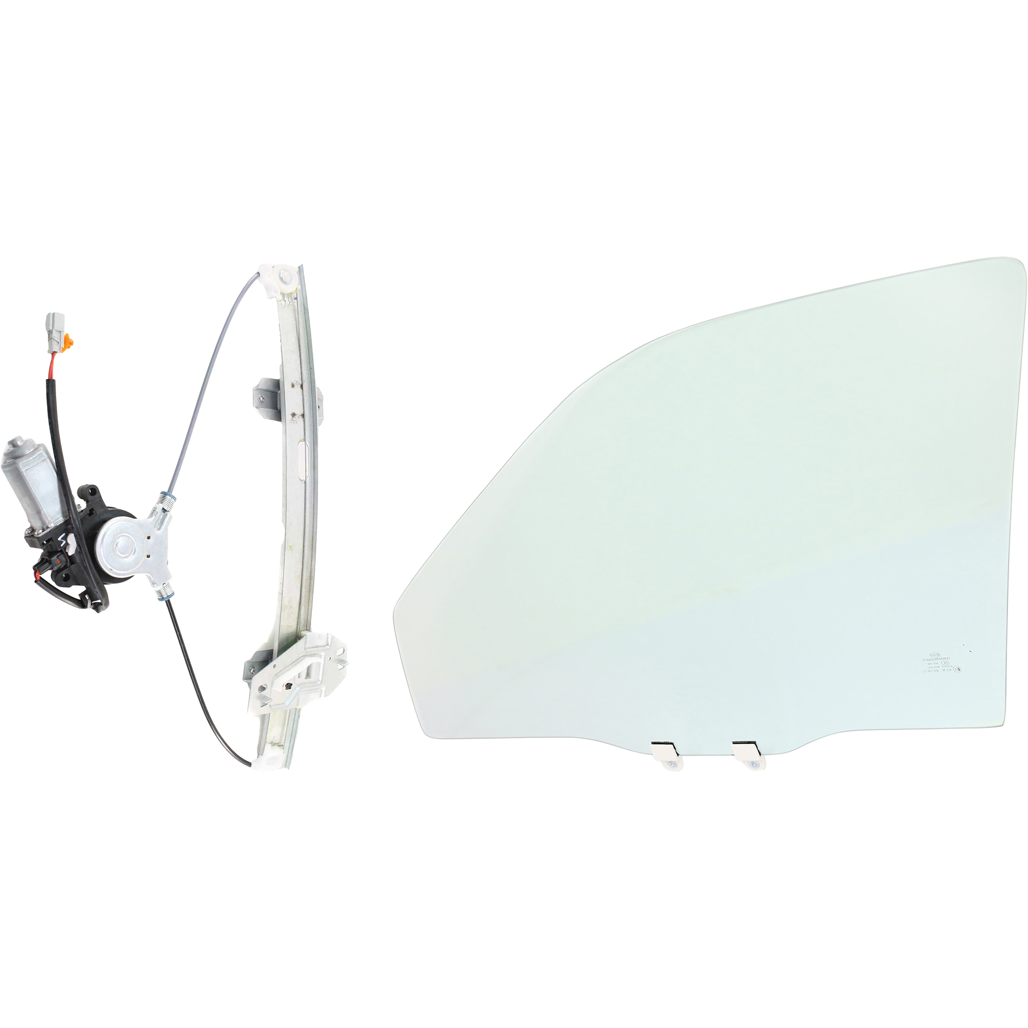 AM CIVIC 96-00 FRONT DOOR GLASS LH 2 pc Kit 4 Door Sedan with Window Regulator SKU KIT 063017-36 Partslink HO1350118 OEM 73350SNAA01 FD05578GTYN 72250S